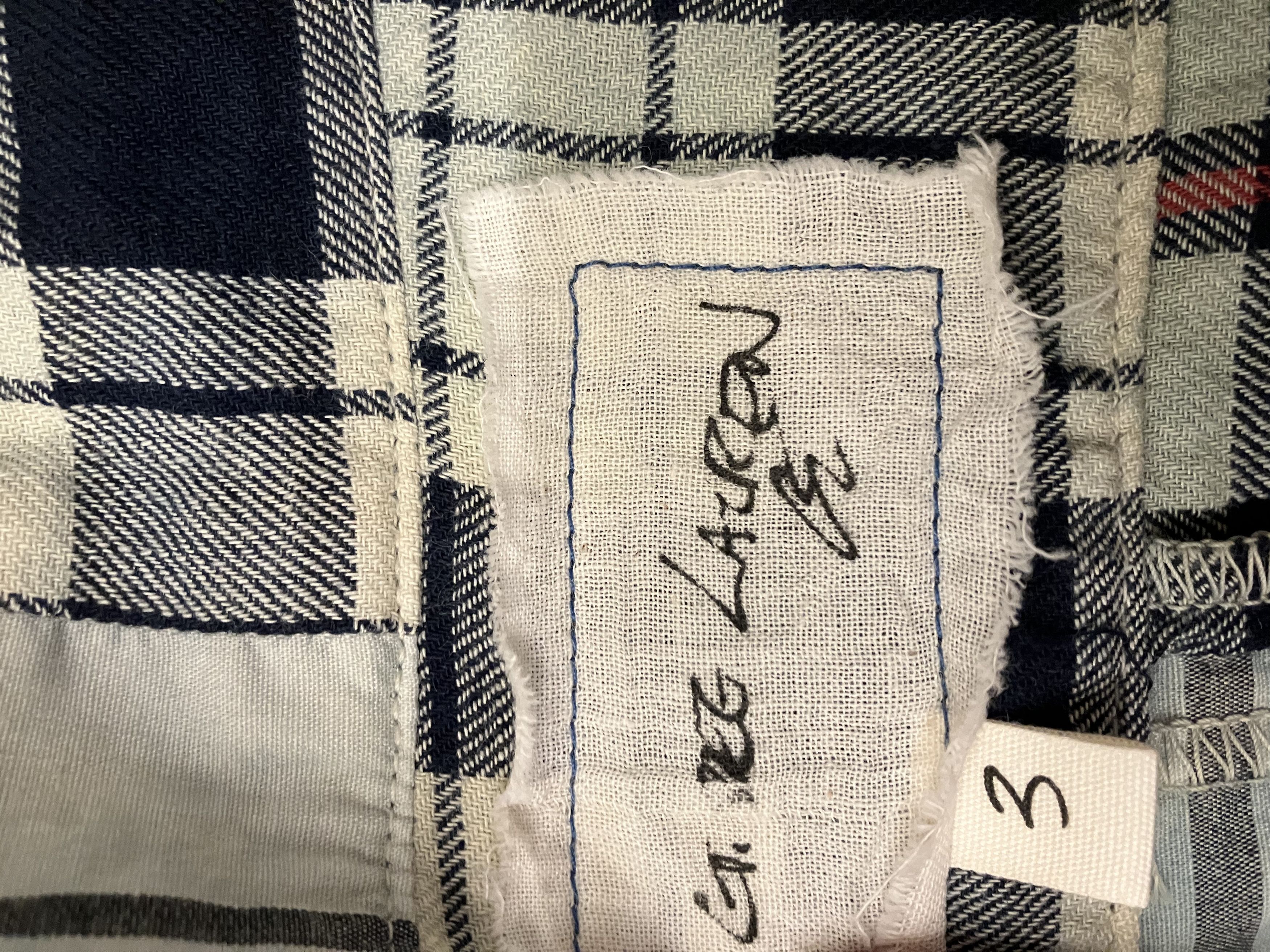 Greg Lauren GREG LAUREN Mixed Blue Plaid 50/50 Studio Shirt Size US L / EU 52-54 / 3 - 3 Thumbnail