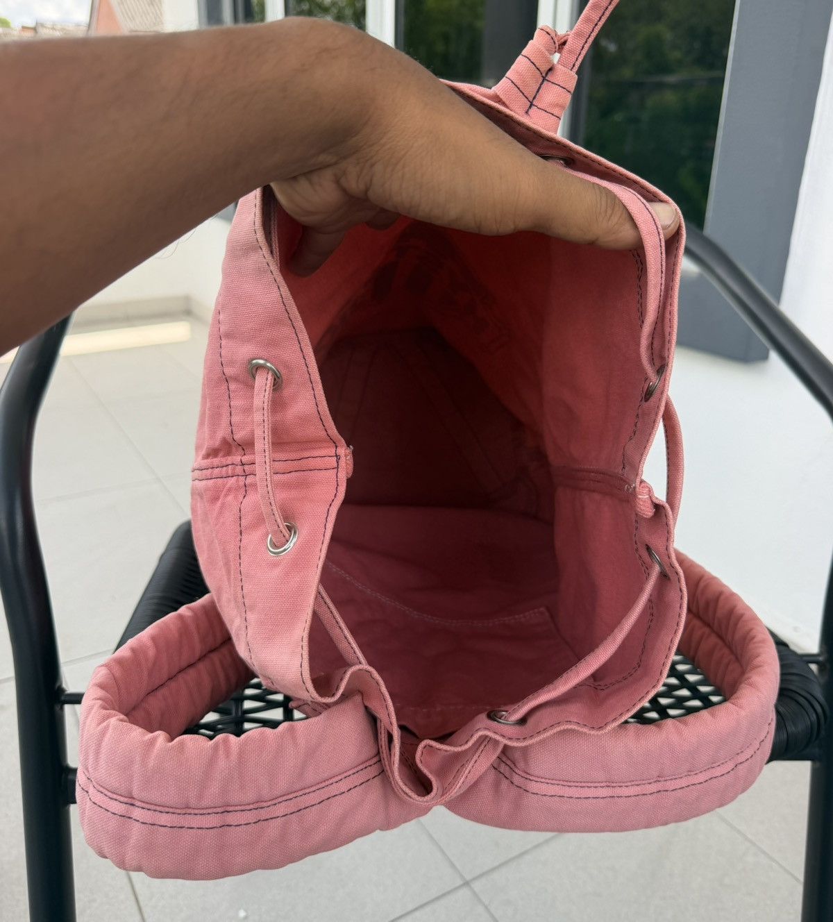Hysteric Glamour Hysteric Pink Canvas Drawstring Backpack Y2K Archive Bag Size ONE SIZE - 14 Thumbnail