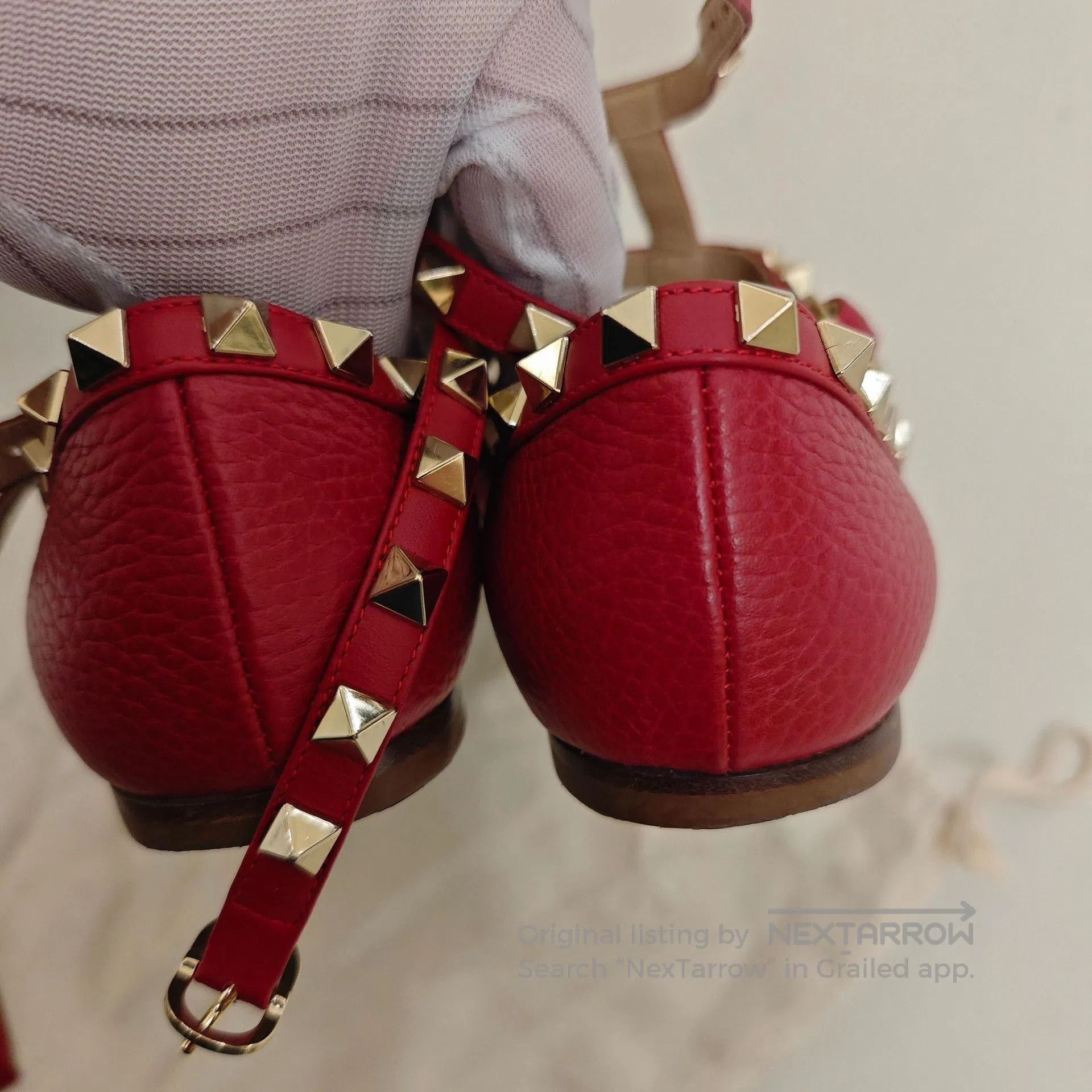 Valentino Valentino Studded Red Flat Shoes. Size US 4 / IT 34 - 4 Thumbnail