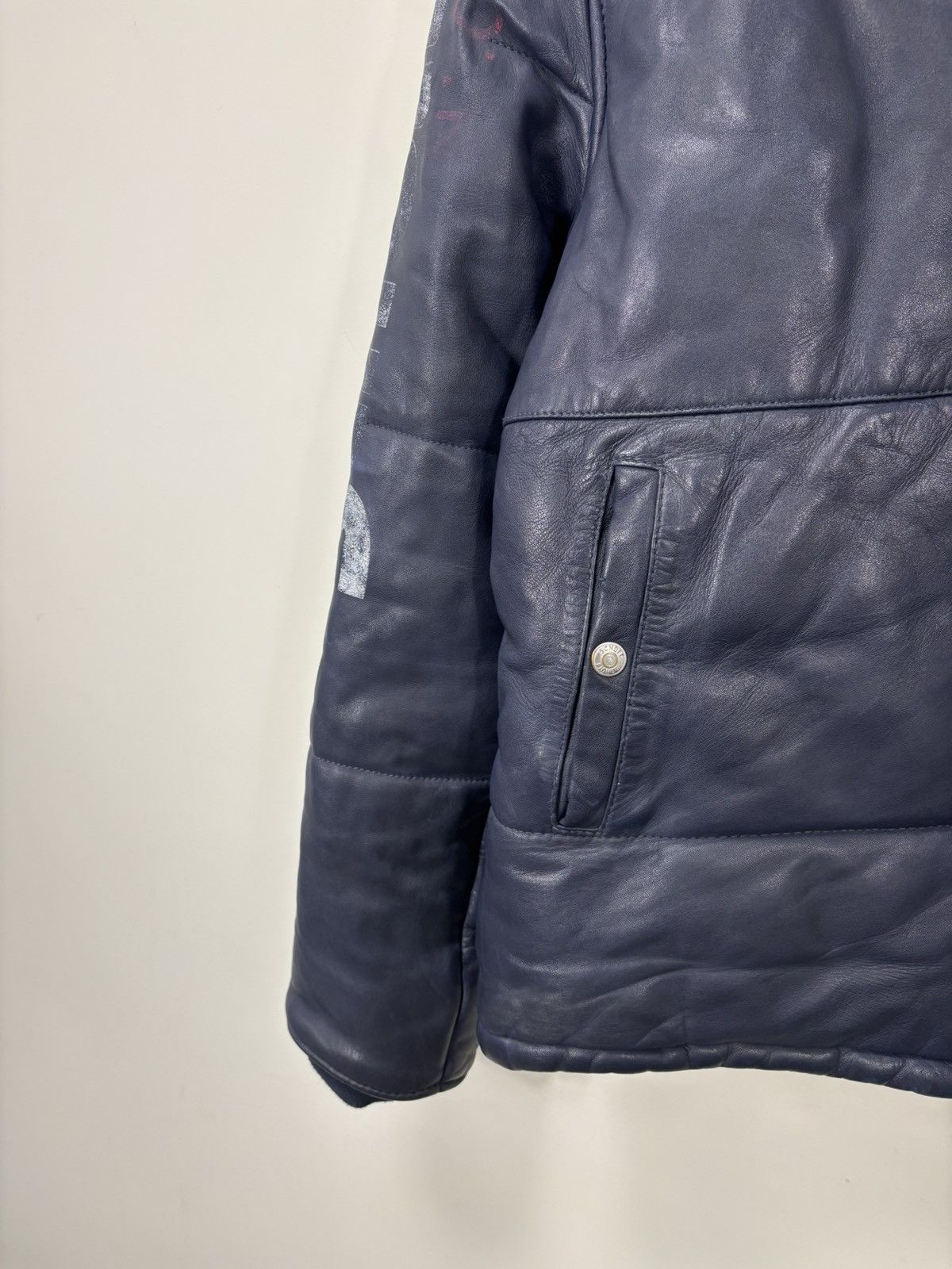 Schott Schott NYC x Fila Men’s Navy Blue Leather Jacket Size US M / EU 48-50 / 2 - 7 Thumbnail