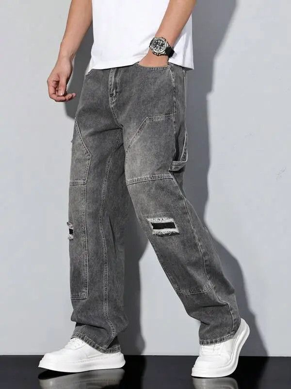 Japanese Brand Isshiki x Man Distressed Straight loose fit cargo jeans Size US 32 / EU 48 - 4 Thumbnail