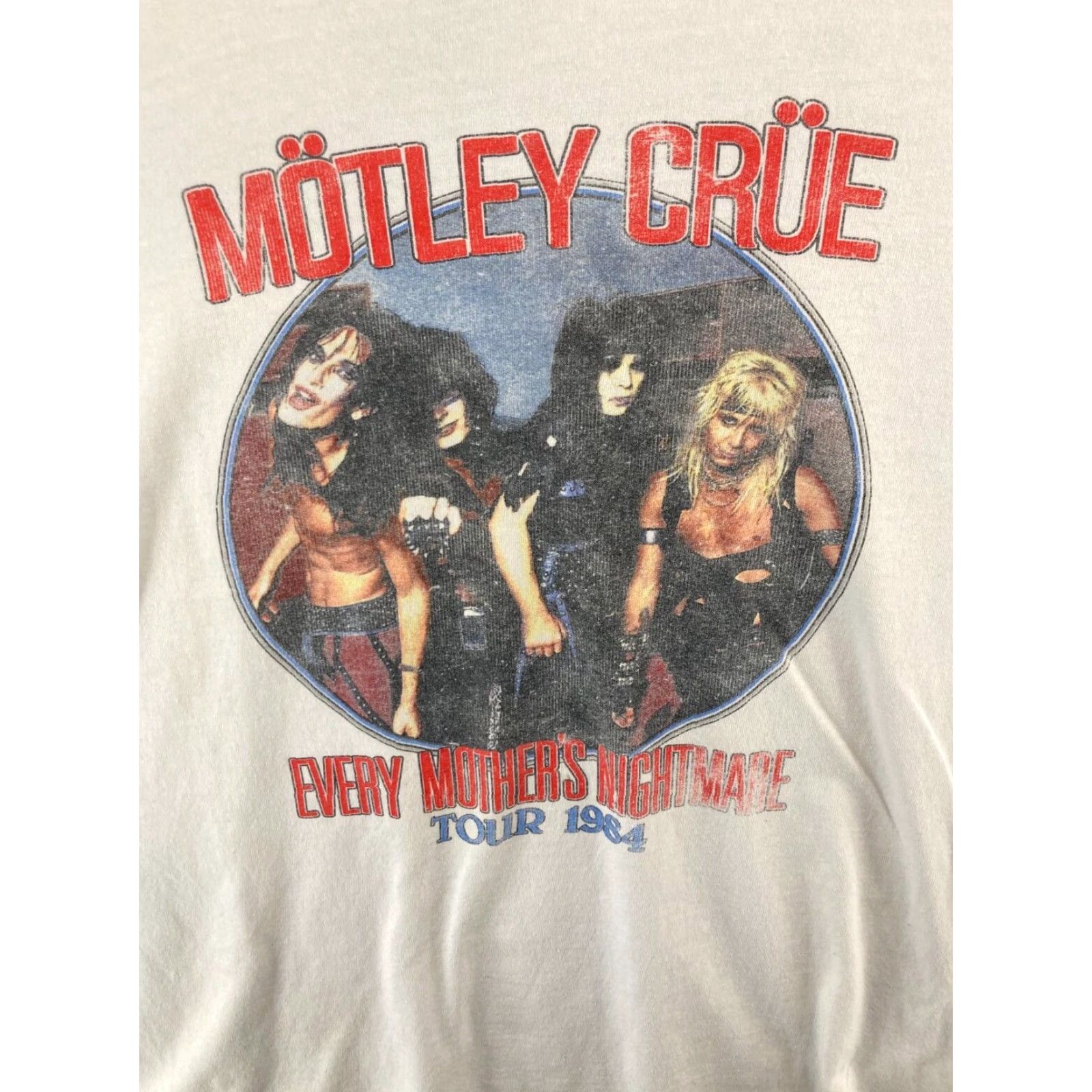 MOTHER Motley Crue T-Shirt Beige Rock Band XL Adult Classic Tee Men's Shirt 84 Tour Graphic Print Size US XL / EU 56 / 4 - 4 Thumbnail