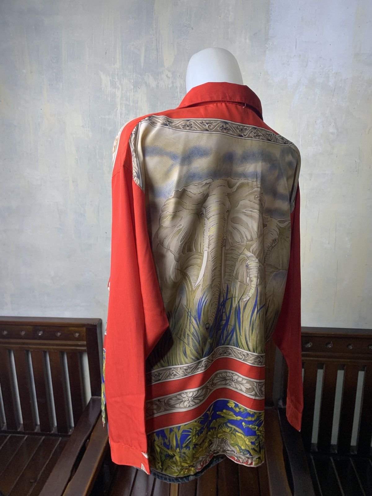 Japanese Brand 1990s Kanobi Japan Flower Elephant Art Graphic Silk Shirt Size M / US 6-8 / IT 42-44 - 3 Thumbnail