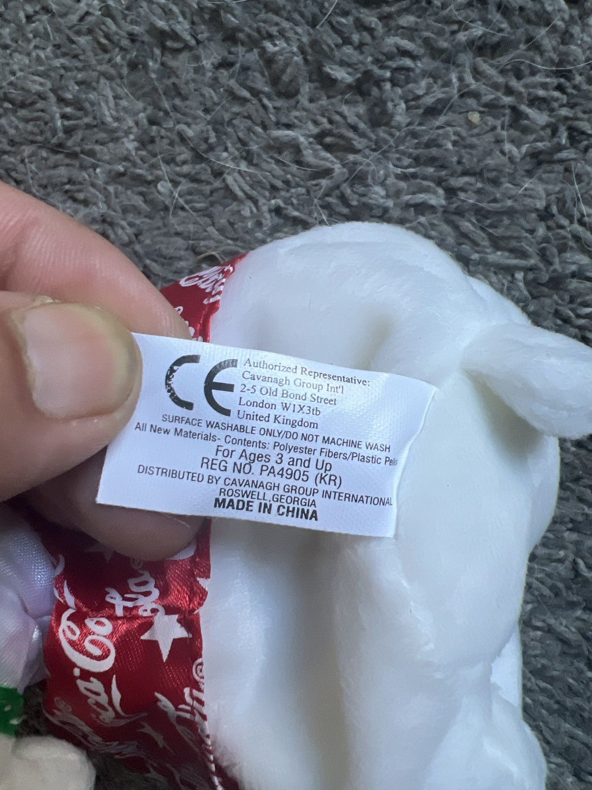 Coca Cola 1999 Coca-Cola Polar Bear In Red Romper Bean Bag Plush Size ONE SIZE - 7 Thumbnail