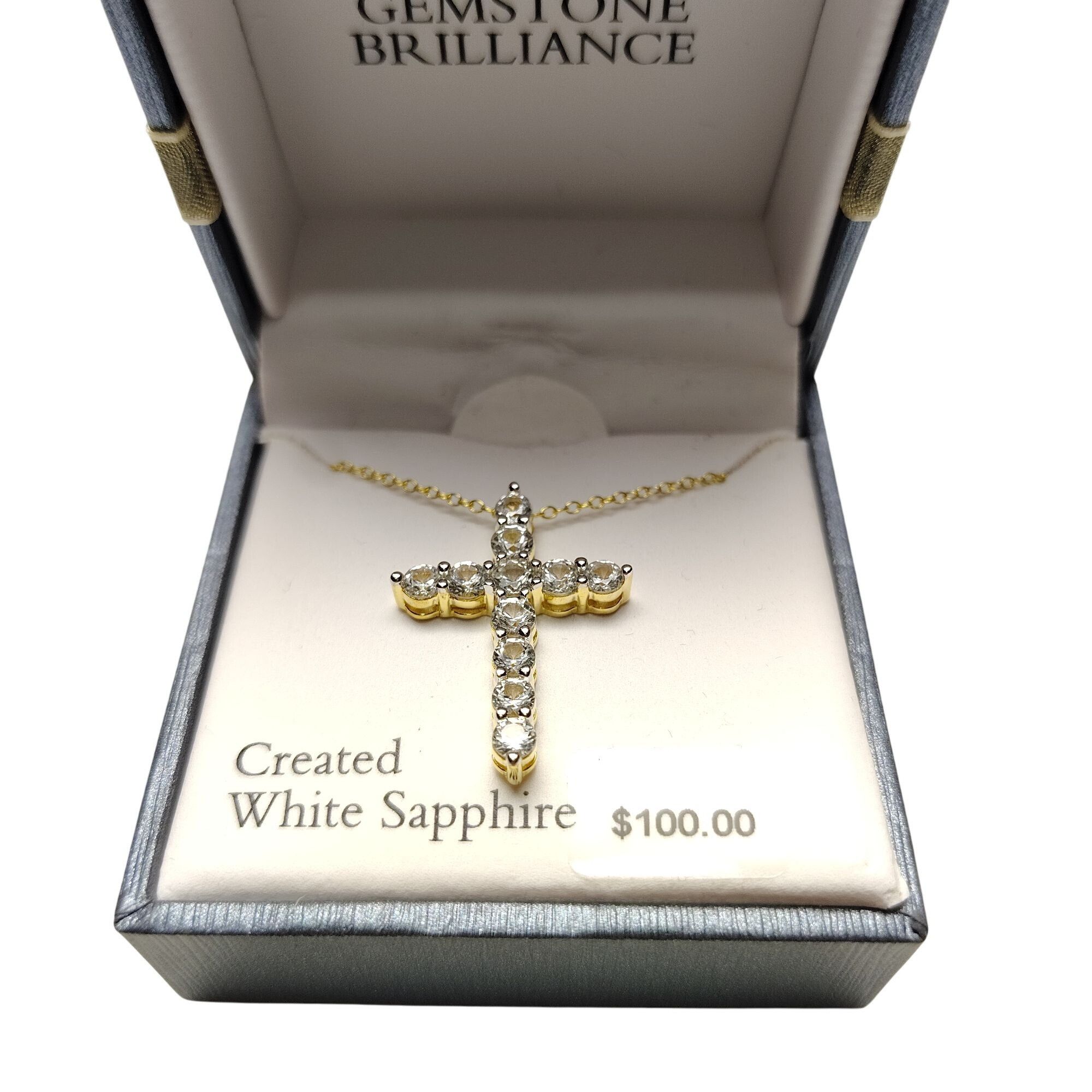 Other Created White Sapphire Gold-Tone Cross Pendant Necklace With Size ONE SIZE - 4 Thumbnail