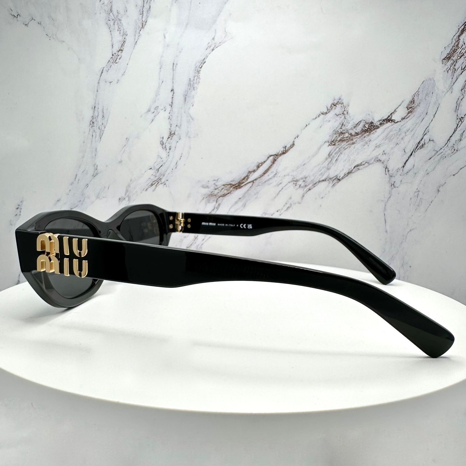 Miu Miu NEW MIU MIU Sunglasses Black Gold Rectangle Cat Eye Size ONE SIZE - 16 Thumbnail