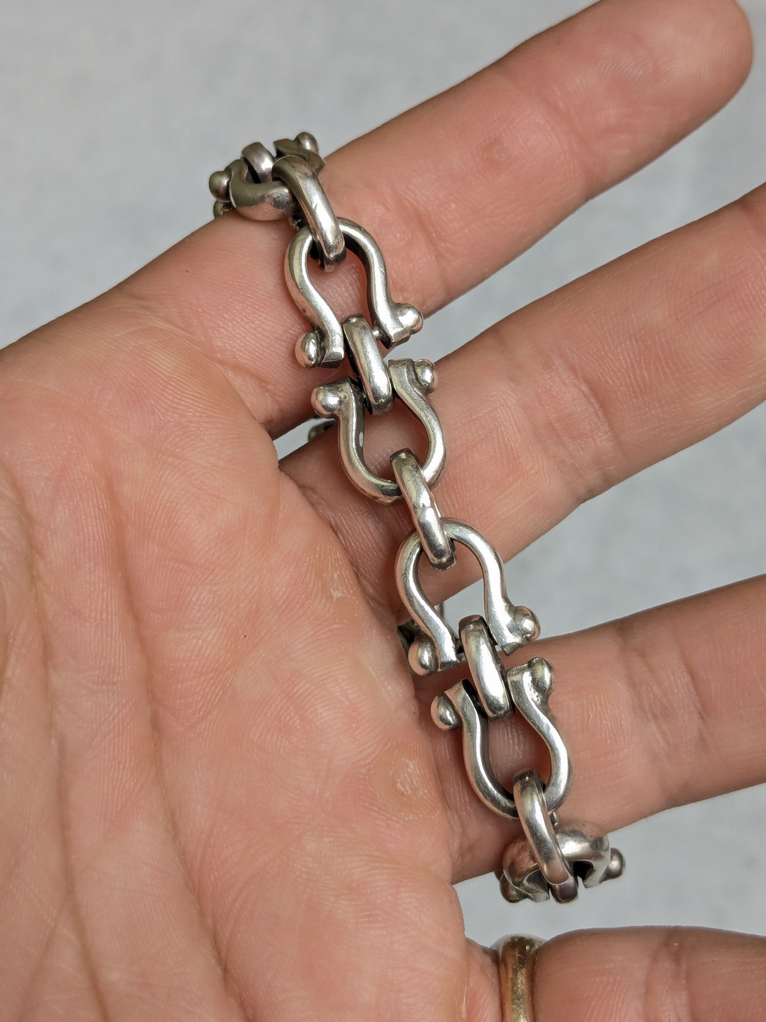 Jewelry Vintage Sterling Silver Equestrian Bracelet 6.75" Stirrup Size 26 - 13 Thumbnail