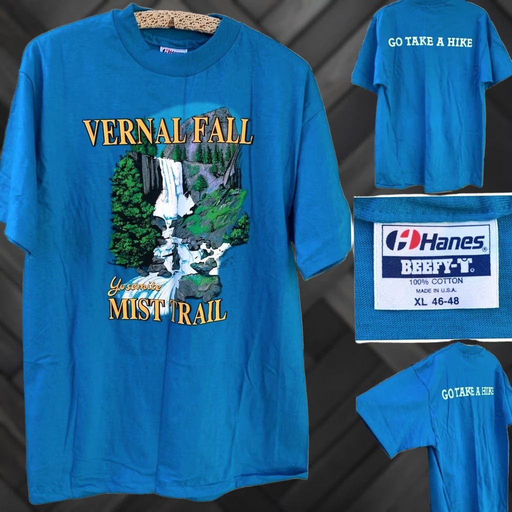 Hanes VINTAGE Hanes Beefy-T T Shirt XL blue 80s 90s California Nature Graphic Print Men XS? Size US XL / EU 56 / 4 - 1 Thumbnail