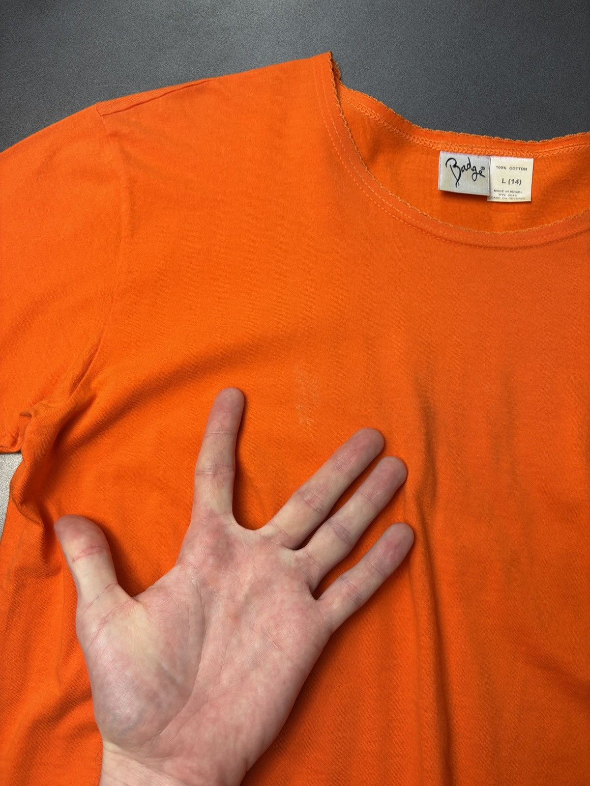 Vintage Y2K 2000s Vintage Tee Lace Trim Neck Orange Womens Badge Size L / US 10 / IT 46 - 5 Thumbnail