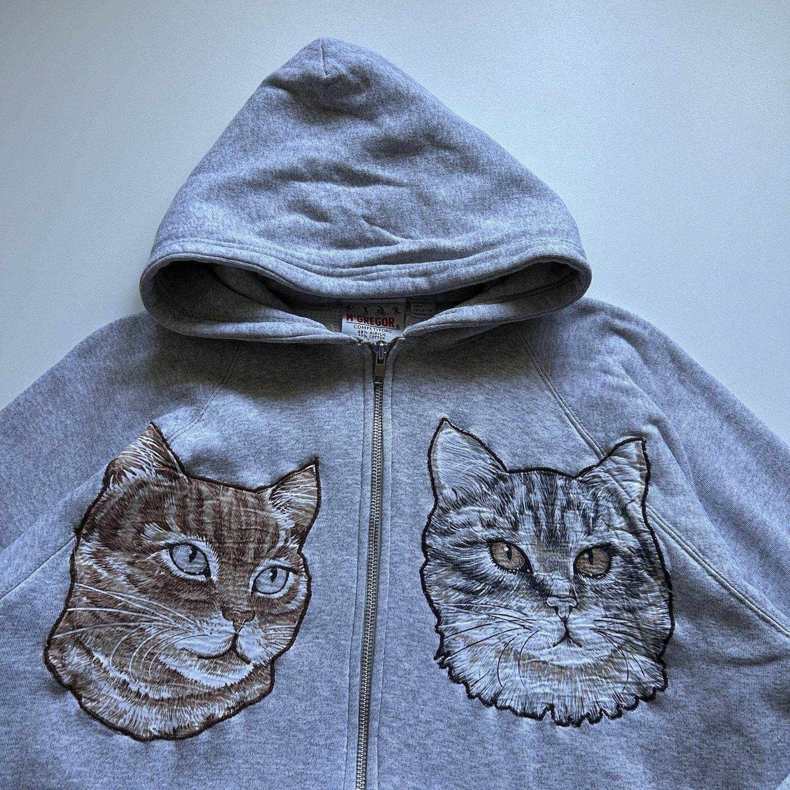 Vintage Vintage 90s Hoodie XL Thermal Lined Full Zip Cat Animal Art Size US XL / EU 56 / 4 - 2 Thumbnail