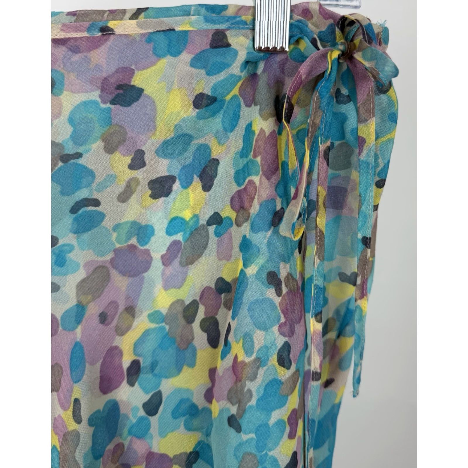 Vintage VINTAGE Y2K Midi Skirt Womens Large Blue Geometric Chiffon Wrap Style Elastic Waist Pull-on 90s Retro Size 36" / US 14 / IT 50 - 3 Thumbnail