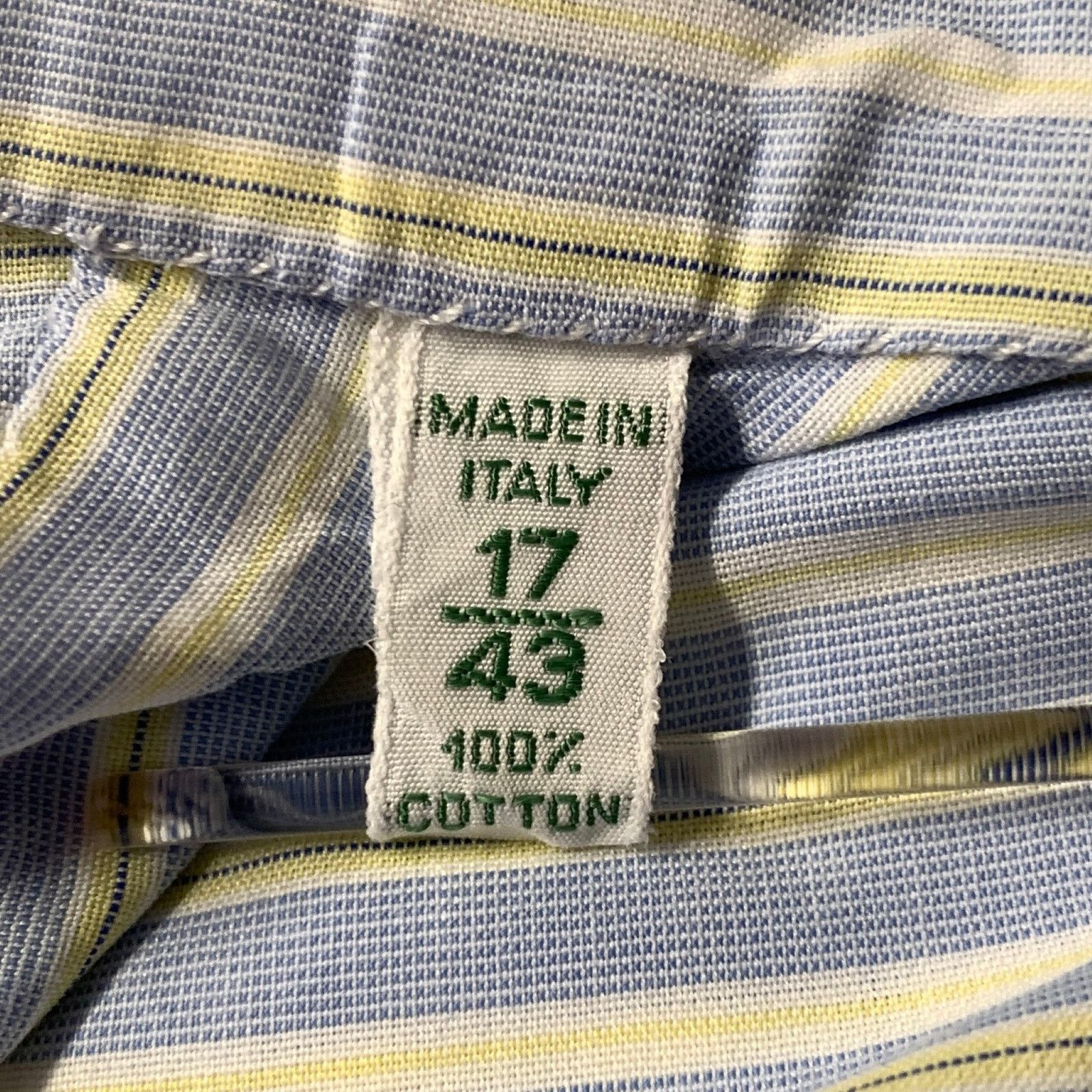 Bergdorf Goodman BERGDORF GOODMAN XL Blue Yellow Stripe Cotton L/S Shirt Size US XL / EU 56 / 4 - 6 Thumbnail