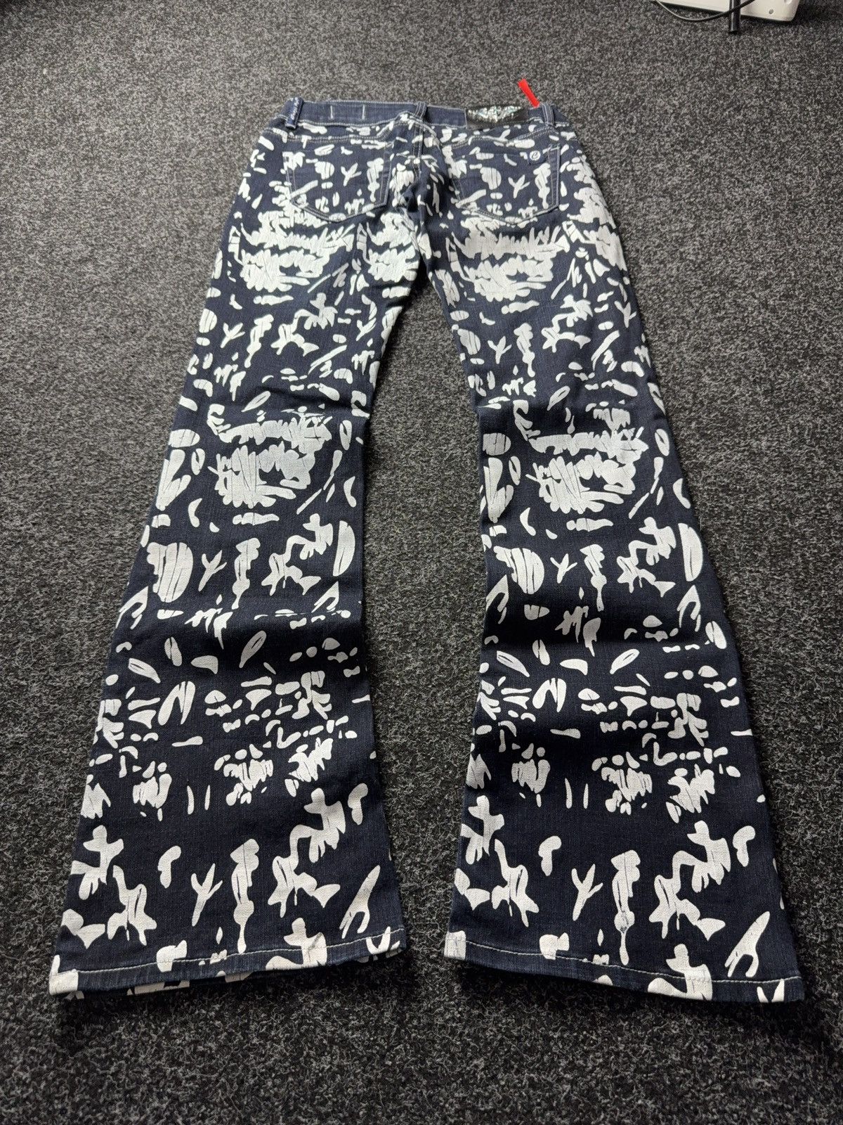 Japanese Brand Avant Garde 00s Crazy Age Graphic Flared Jeans Y2K Pattern Size 28" / US 6 / IT 42 - 11 Thumbnail
