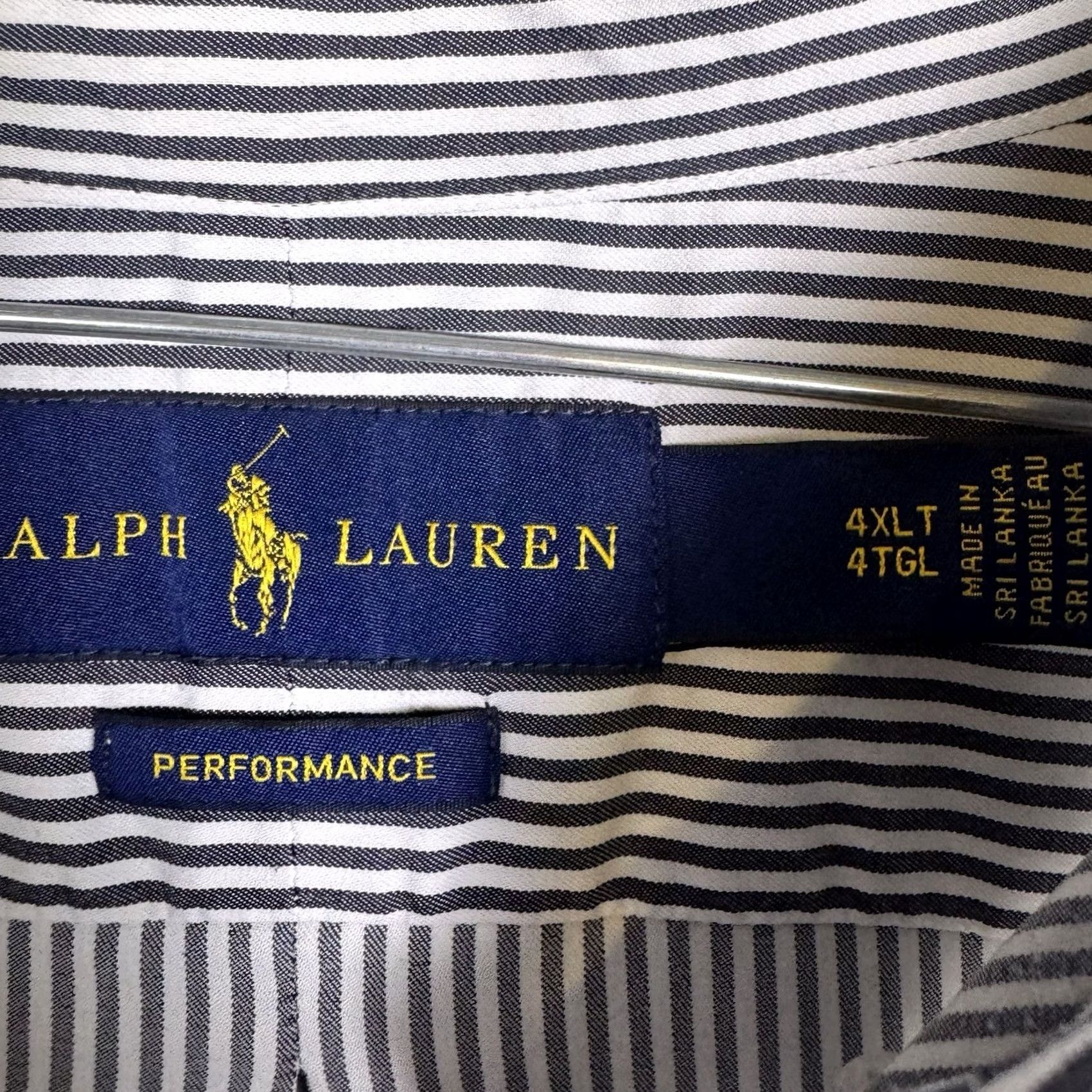 Ralph Lauren Ralph Lauren Shirt Mens 4XLT Tall Performance Nylon Stretch Wicking Pinstripe Shirt Size US XXL / EU 58 / 5 - 6 Thumbnail