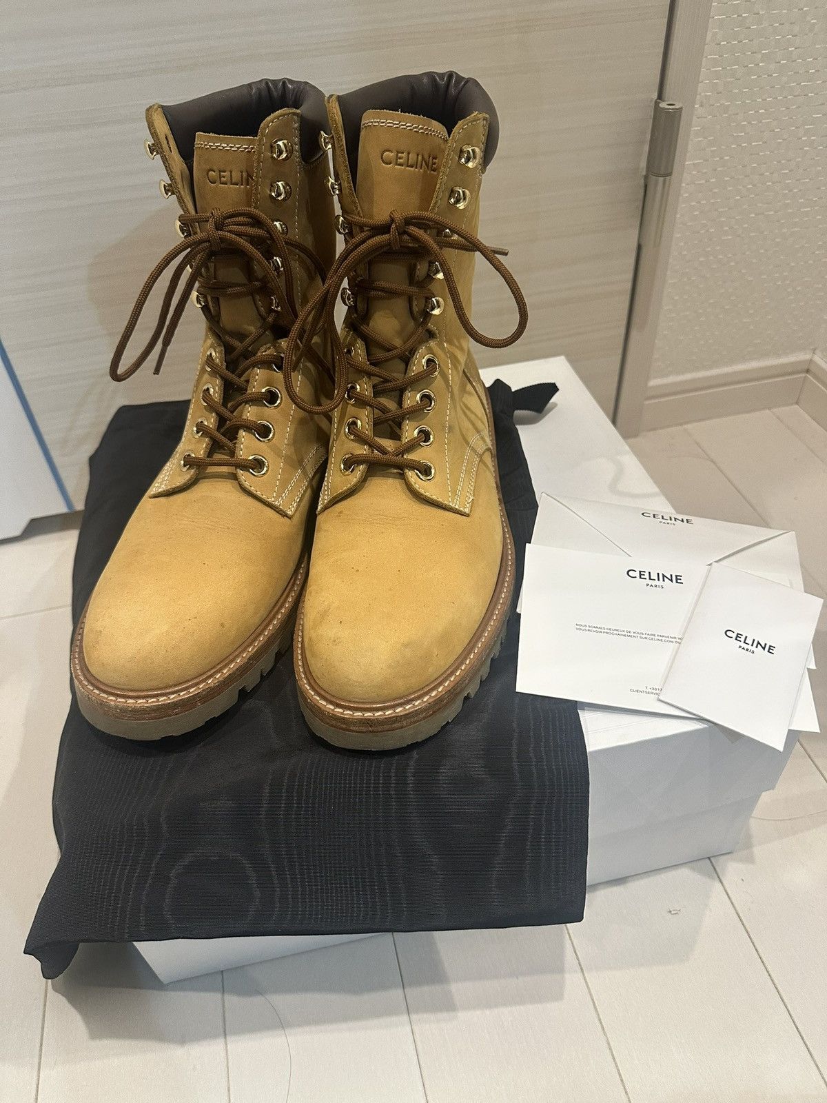 Celine CELINE 21AW KURT 01 High Lace-Up Boots 45 Wheat Nubuck Size US 11.5 / EU 44-45 - 1 Thumbnail