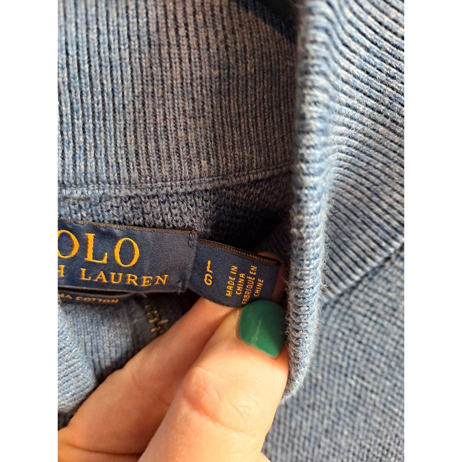 Polo Ralph Lauren Polo Ralph Lauren Pima Cotton 1/4 Zip Pullover Sweater Blue Size US L / EU 52-54 / 3 - 5 Thumbnail