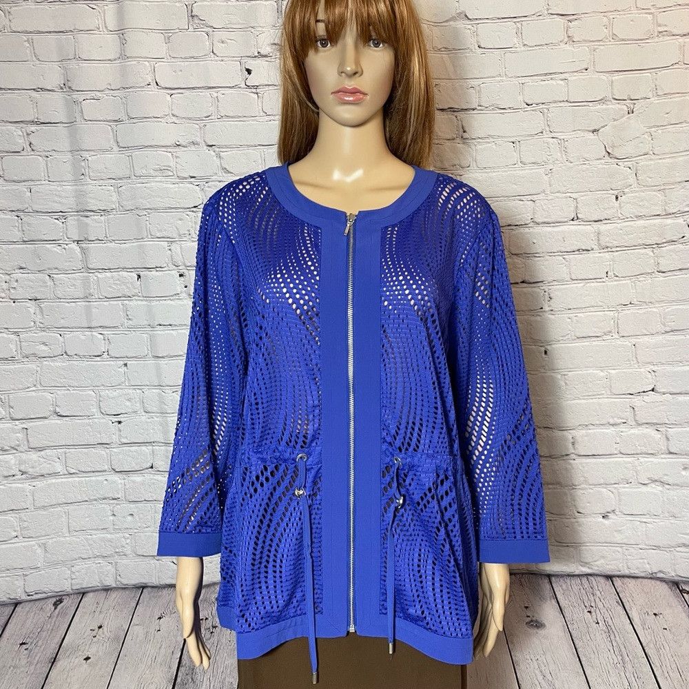 Chicos New Chico's Zenergy Perforated Neema Blue Jacket Size 3 US Size XL / US 12-14 / IT 48-50 - 3 Thumbnail