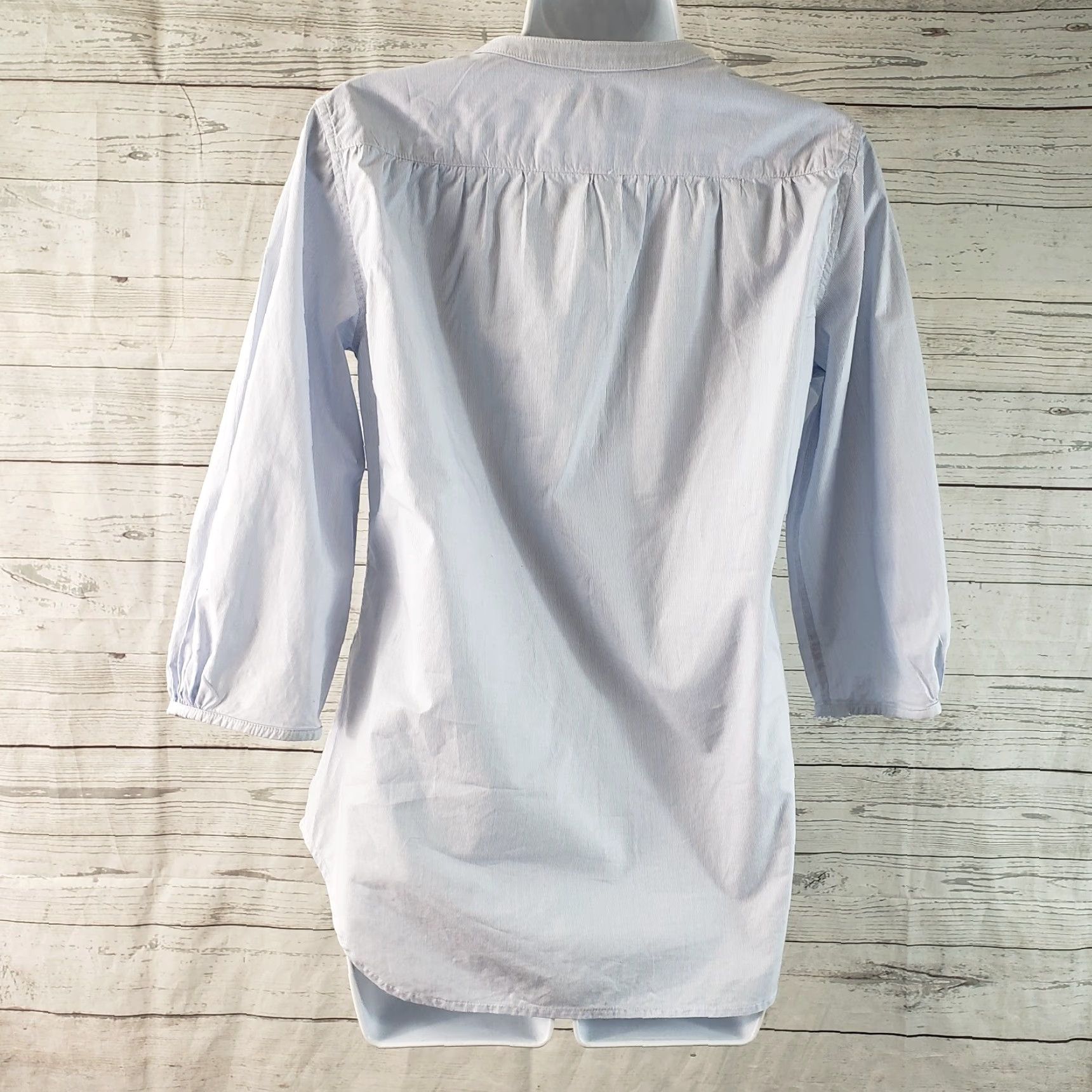 Vintage Organic John Patrick Womens Button Front Shirt Sz S Blue White Stripe Shirt Womens Small Blue White Stripe 3/4 Sleeve Cotton Button-Up Vintage? Size S / US 4 / IT 40 - 4 Thumbnail
