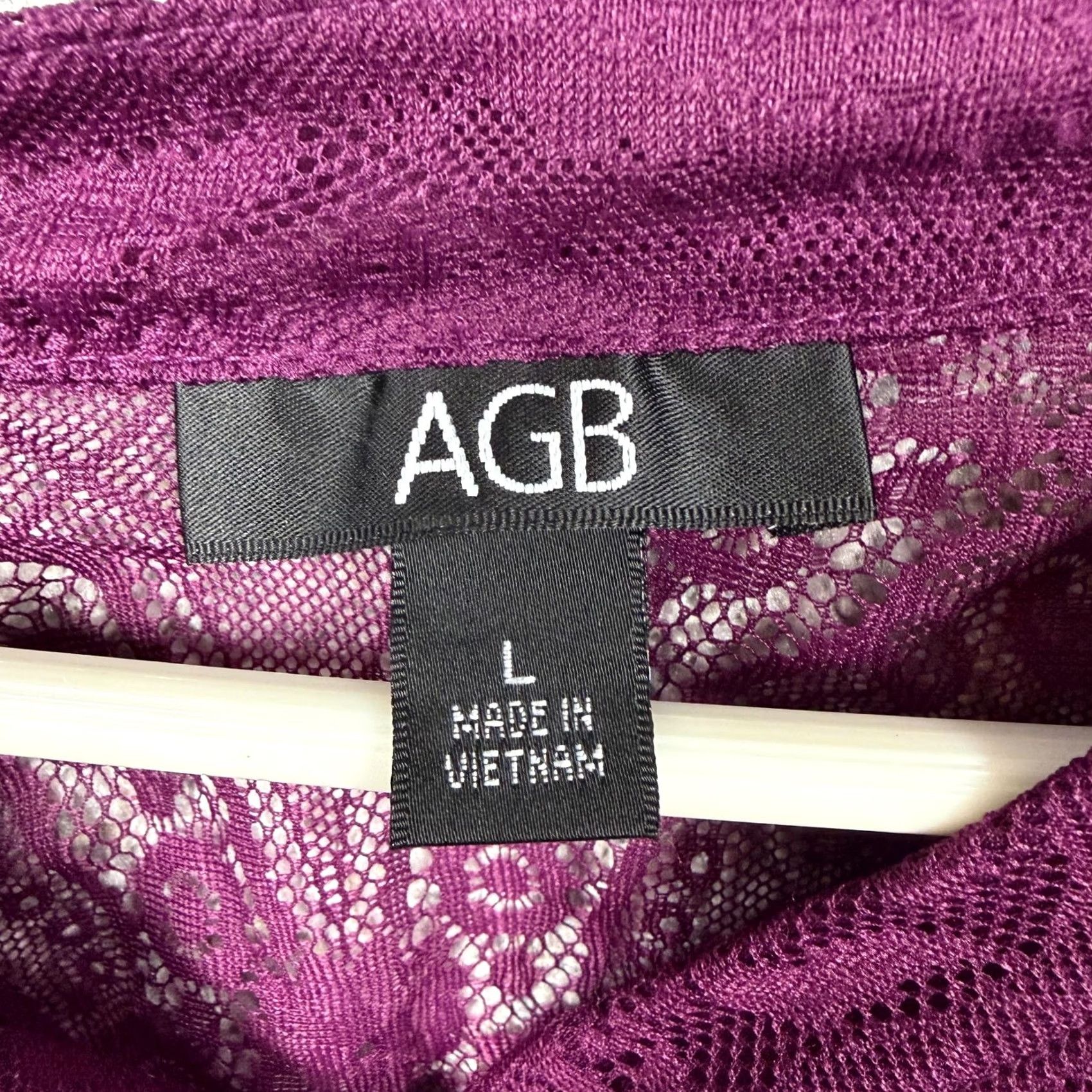 Vintage AGB Blouse L Short Sleeve Sheer Floral Lace Dark Romantic Feminine Bohemian Gothic Whimsigoth Indie Purple Women N/A Size L / US 10 / IT 46 - 4 Thumbnail