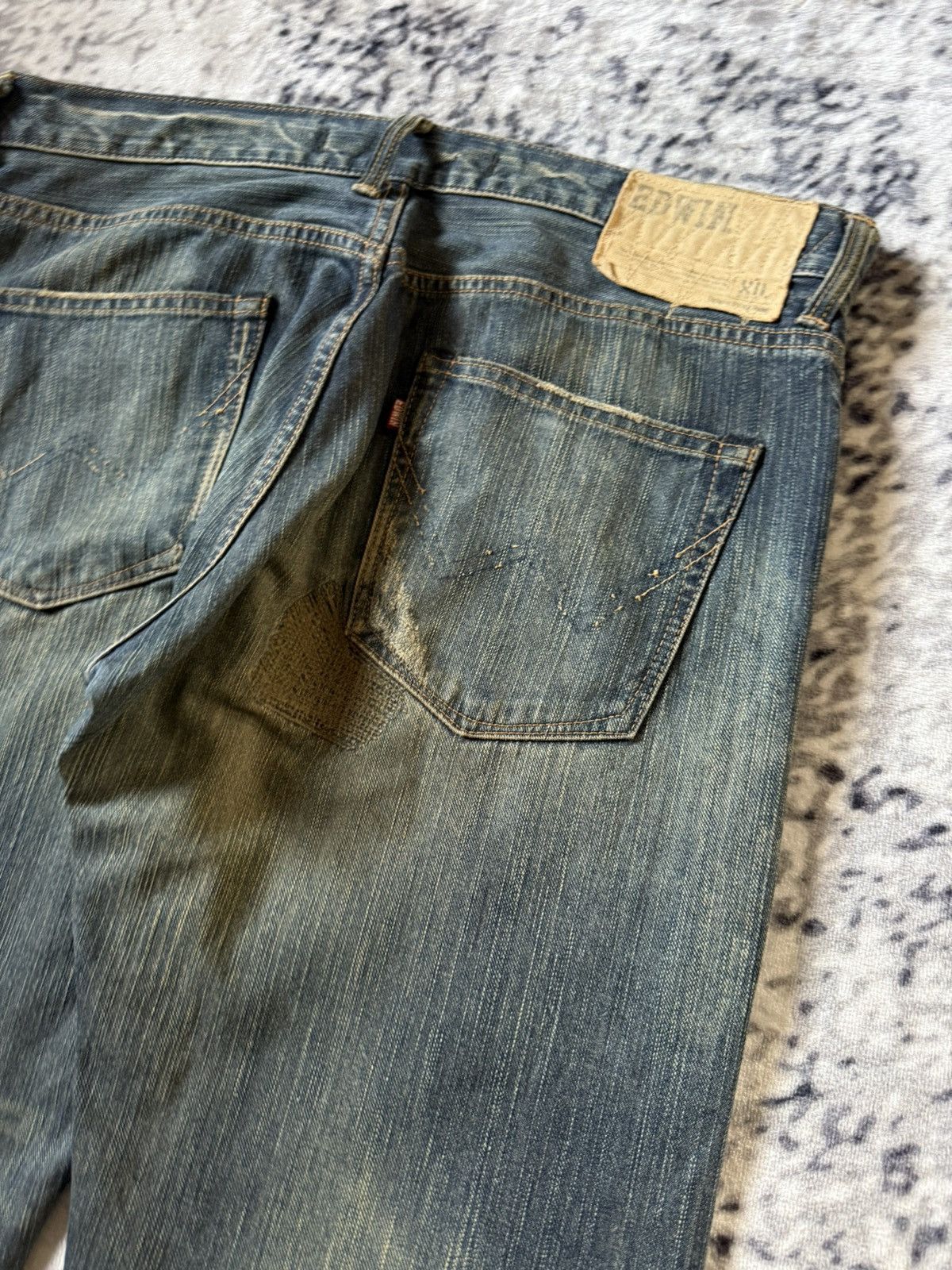 Japanese Brand Vintage Edwin 403xv Stitch Repaired Mud Wash Straight Jeans Size US 34 / EU 50 - 10 Thumbnail
