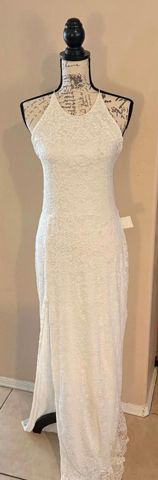Unknown London White Lace Halter Dress with Spaghetti Straps - Size 12 Size XL / US 12-14 / IT 48-50 - 1 Thumbnail