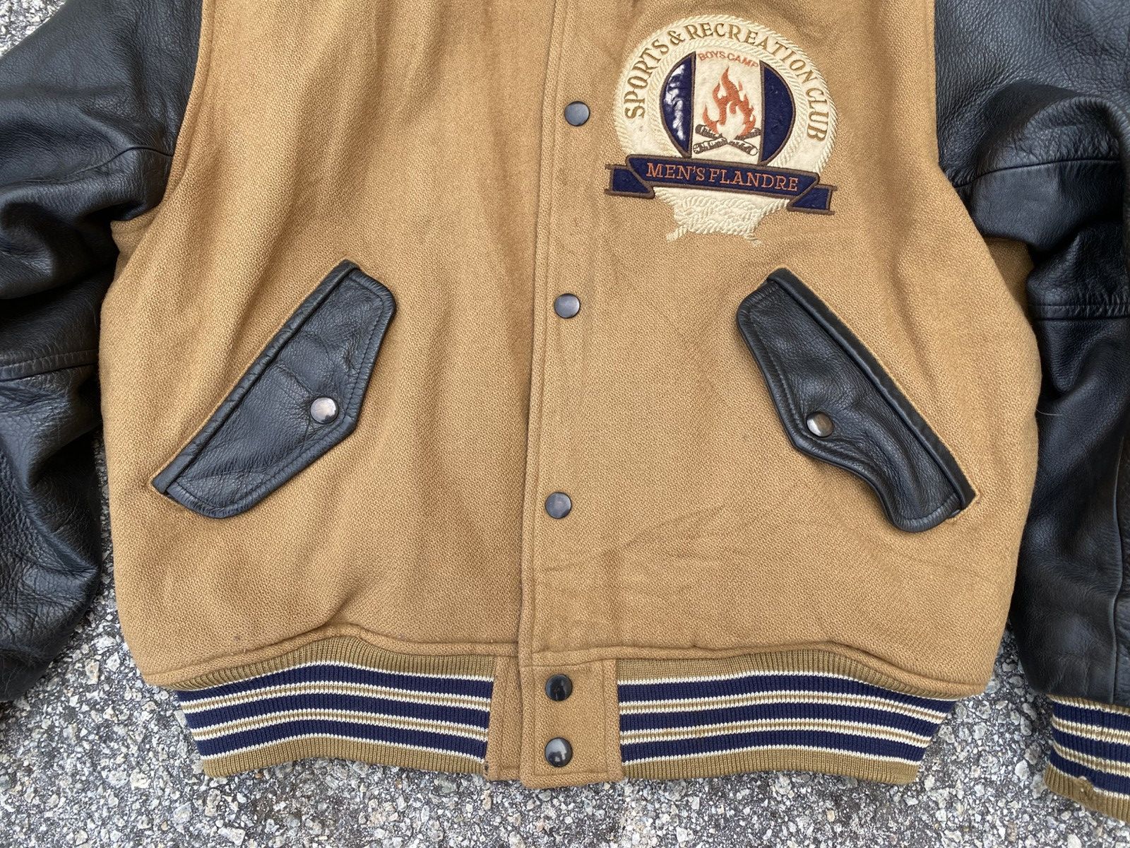 Vintage Men’s Flandre Original Boys Camp Leather Bomber Jacket Size US XL / EU 56 / 4 - 2 Thumbnail