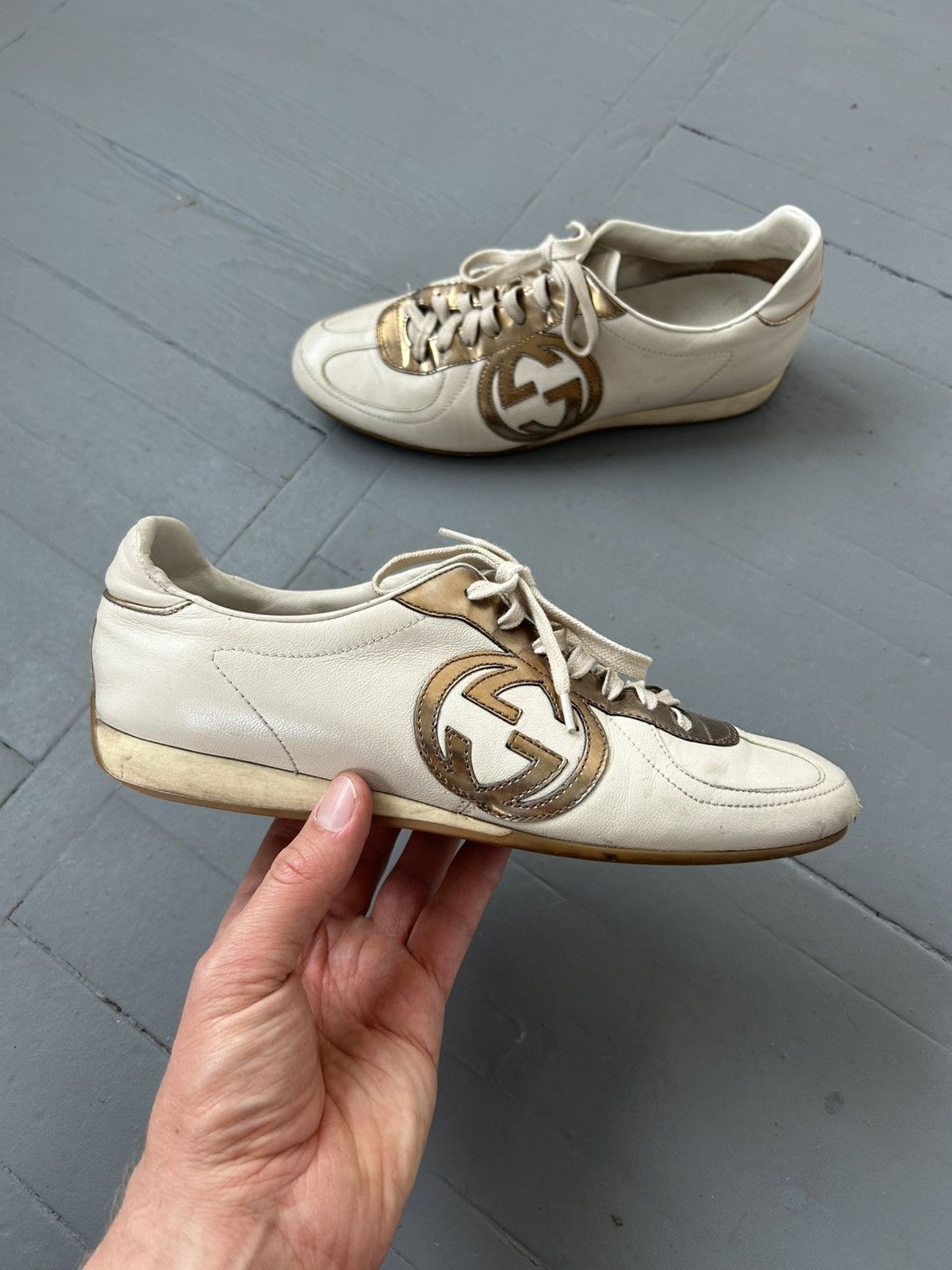 Gucci Gucci monogram leather trainers sneakers 00s Size US 8 / IT 38 - 1 Thumbnail