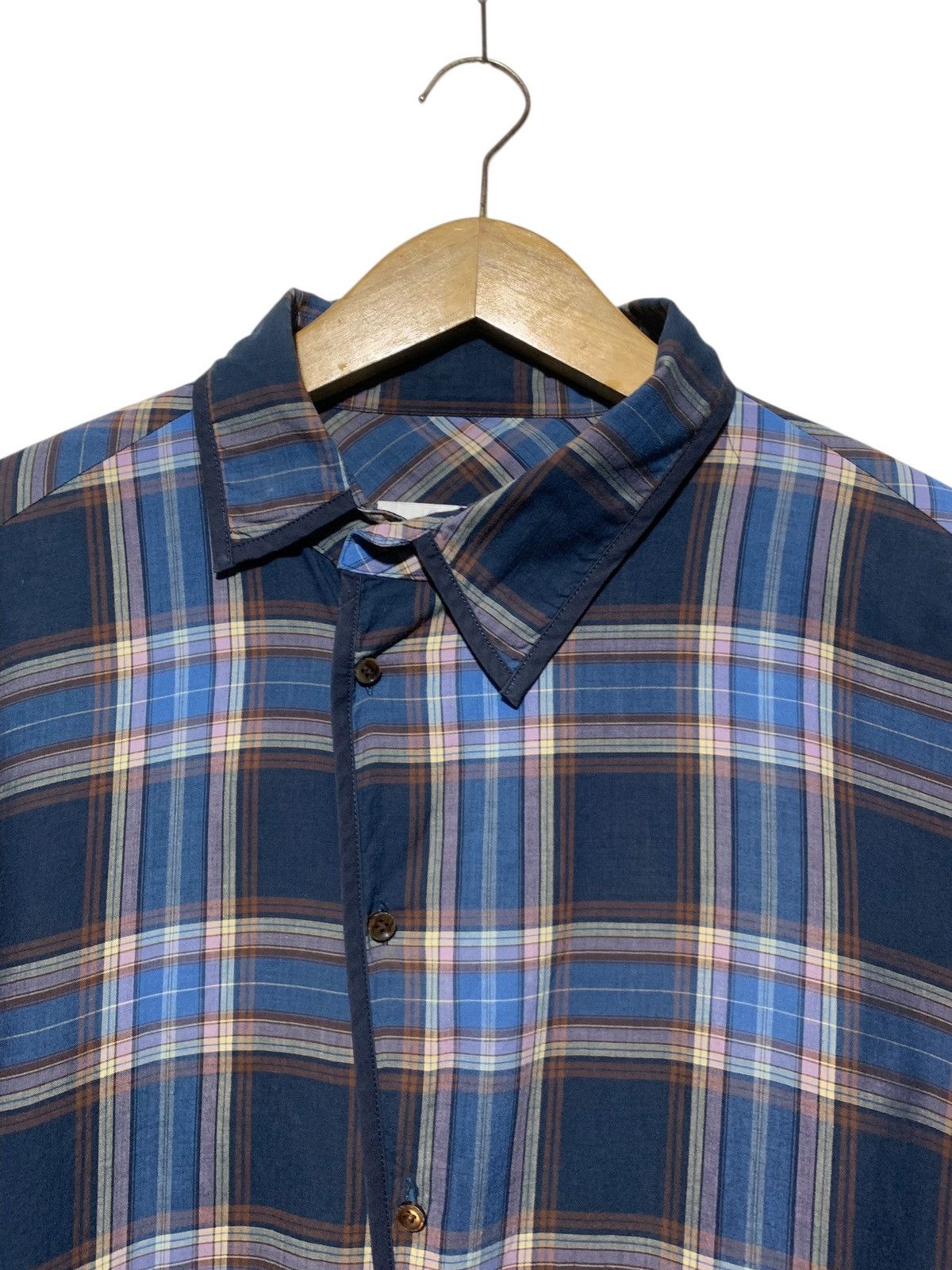 Solid Homme Solid Homme x Wooyoungmi asymmetrical blue check shirt Size US M / EU 48-50 / 2 - 3 Thumbnail