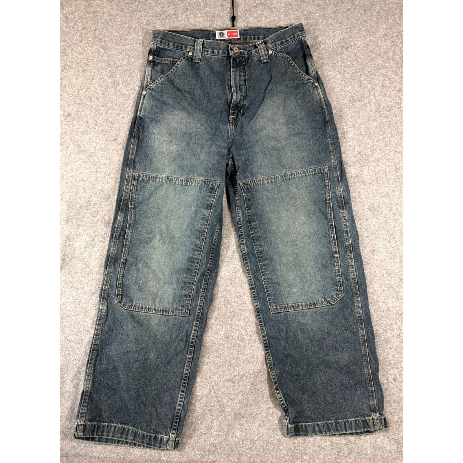 Vintage Arizona Wide Leg Jeans Mens 34x30 Blue Denim Baggy Knee Pocket Skater Streetwear Hip Hop 5-Pocket Design Jeans Mens Regular Blue and Denim Collection Size US 34 / EU 50 - 3 Thumbnail