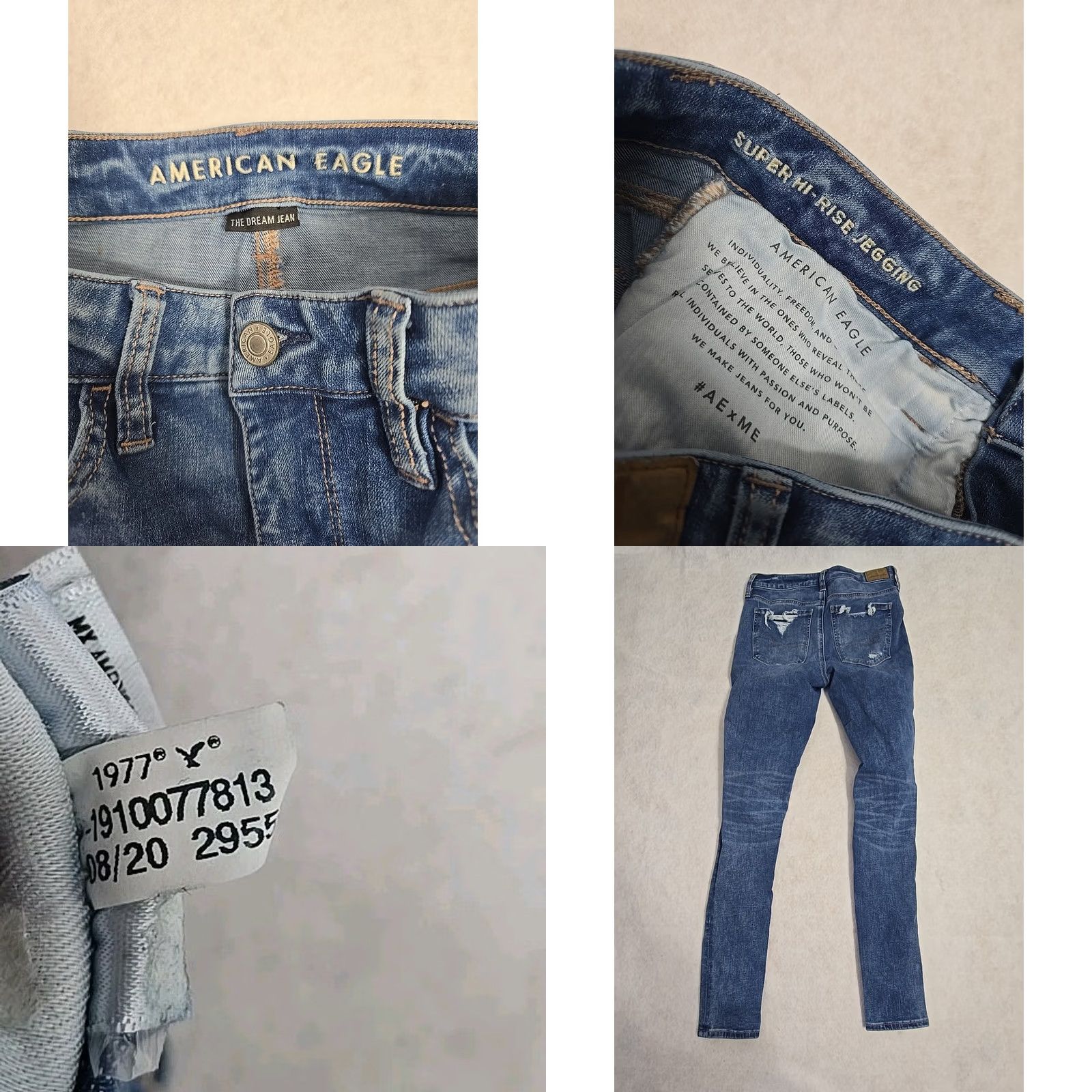 American Eagle Outfitters American Eagle Outfitters Womens Blue The Dream Jean Super Hi Rise Jegging Distressed Sz 4 Jeans Womens Regular Blue 4 Size 27" / US 4 / IT 40 - 8 Thumbnail