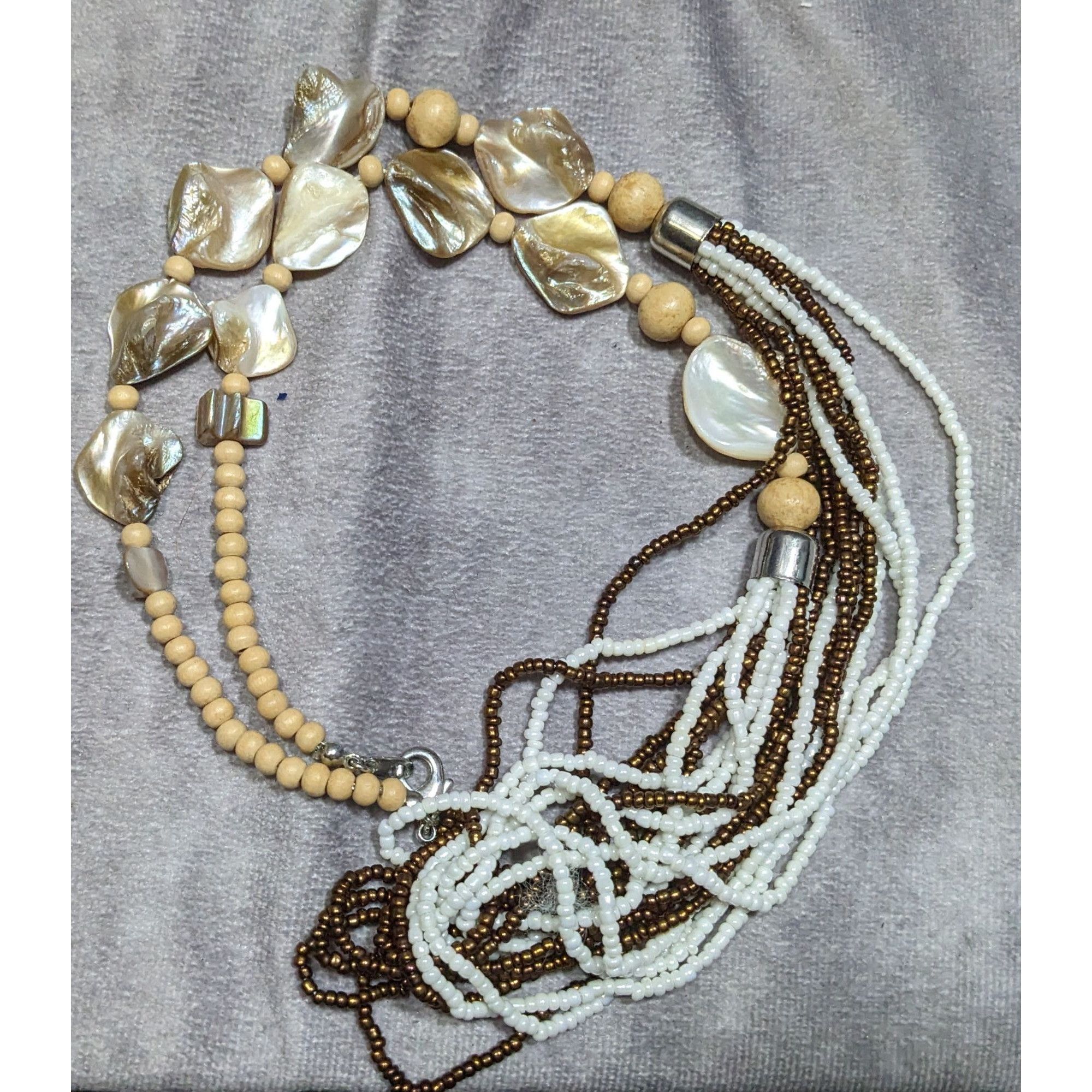 Other Vintage Bohemian Shell Glass And Wood Beaded Necklace Size ONE SIZE - 5 Thumbnail