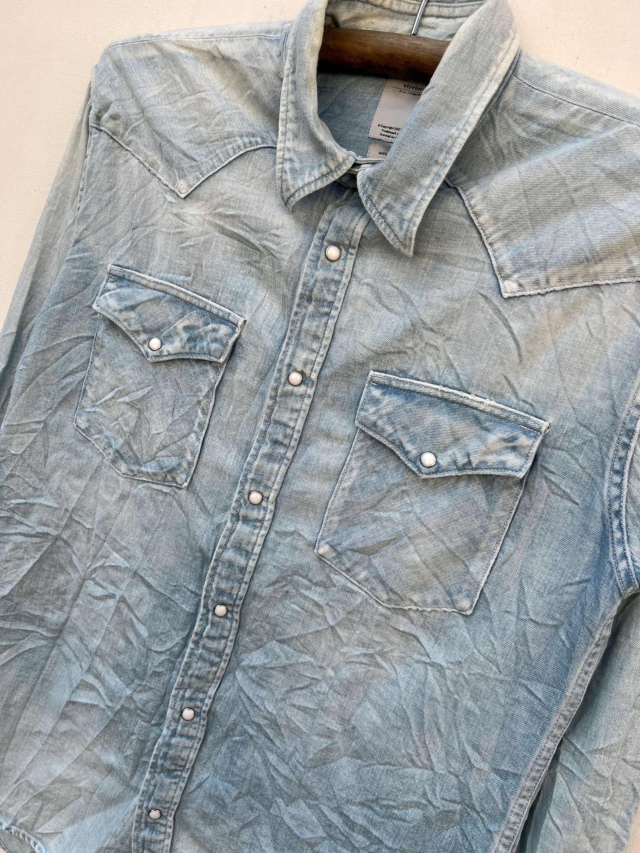 Designer × Visvim Visvim Japan Damaged Wash Denim Pearl Snap Button Size US M / EU 48-50 / 2 - 3 Thumbnail