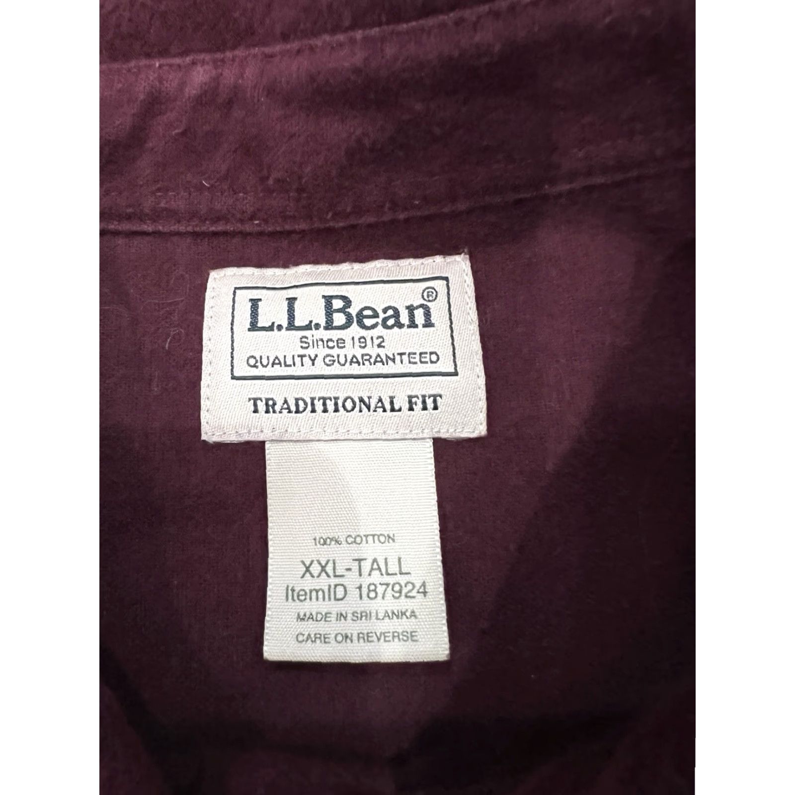 Vintage LL Bean Chamois Cloth Shirt Mens 2XLT Maroon Flannel Long Sleeve Button-Up Regular Fit USA Theme Casual Workwear Weatherproof Size US XXL / EU 58 / 5 - 3 Thumbnail