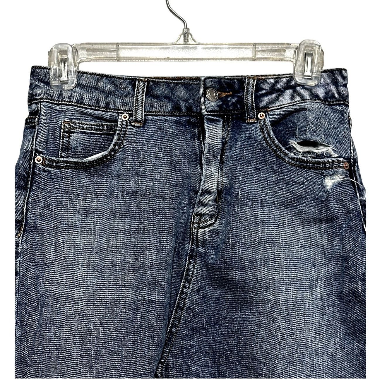 Other Wild Fable Mini Skirt Frayed Hem Zip Fly Button Denim Blue 2 Size 26" / US 2 / IT 38 - 2 Thumbnail