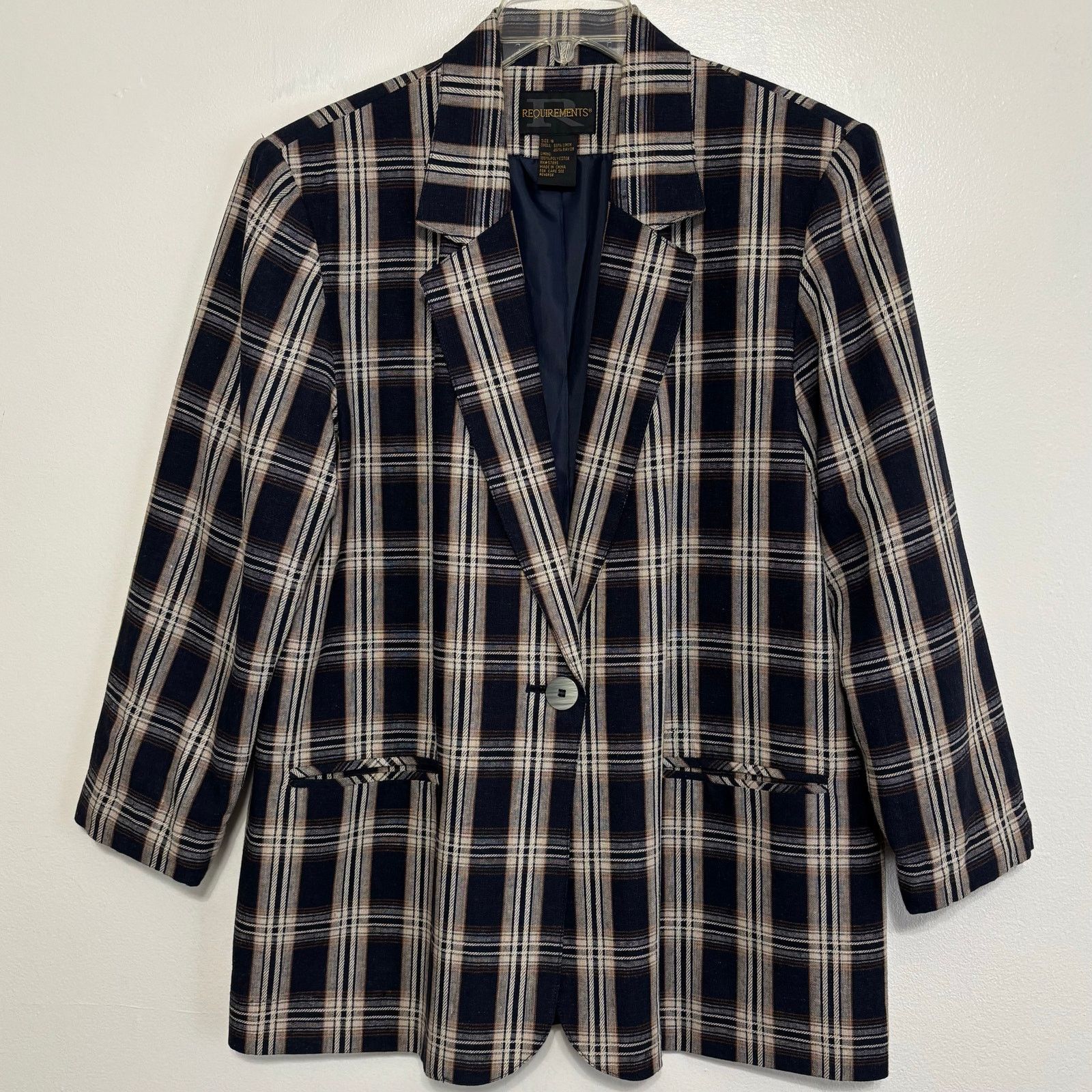 Other Vintage Requirements Plaid Linen Blend Jacket Size 16 Size XXL / US 16-18 / IT 52-54 - 1 Thumbnail