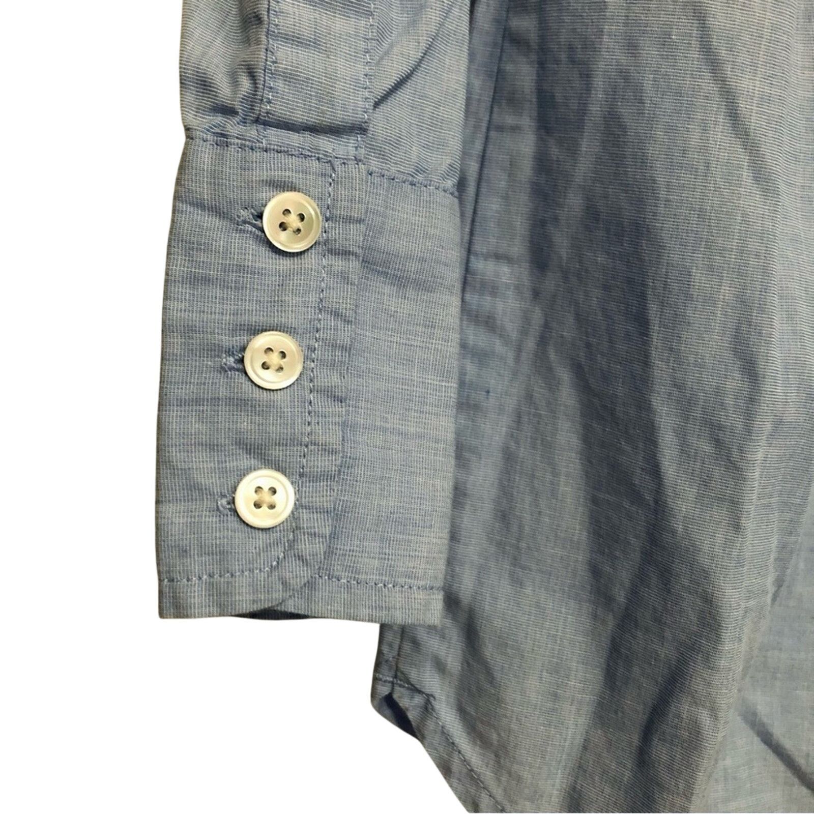 J.Crew J. Crew Cotton Blue White Tuxedo Collar Button Up Tunic Top Size S / US 4 / IT 40 - 5 Thumbnail