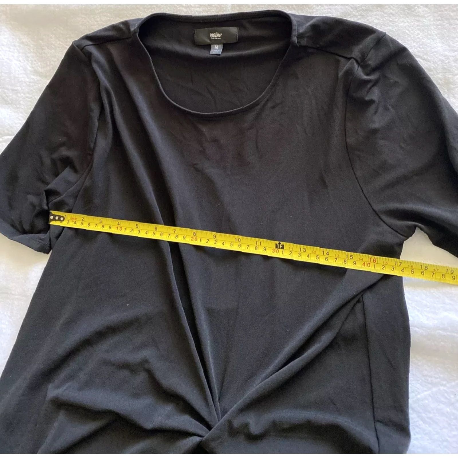 Mossimo Mossimo Dress Women’s M Black Mermaid Midi Crew Neck Short Sleeve Pullover Rayon - Regular Size M / US 6-8 / IT 42-44 - 4 Thumbnail