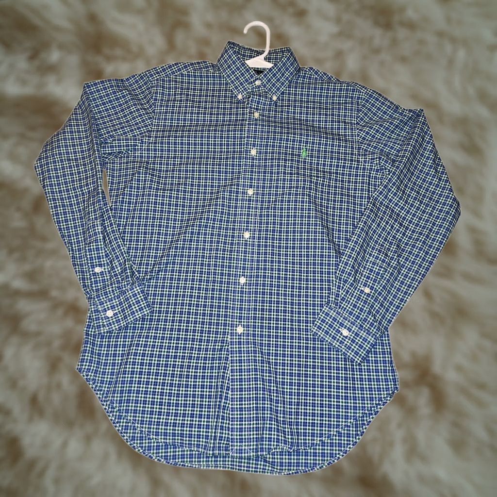 Ralph Lauren VINTAGE Ralph Lauren Button-Down Shirt M Classic Fit Men's Blue/Green Check 90s Preppy Cotton Regular Size M Blue Size US M / EU 48-50 / 2 - 1 Thumbnail