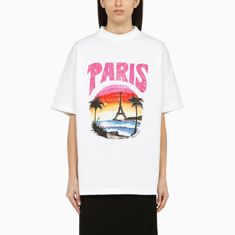 image of Balenciaga White Crew-Neck T-Shirt With Print Size Xxs, Women's