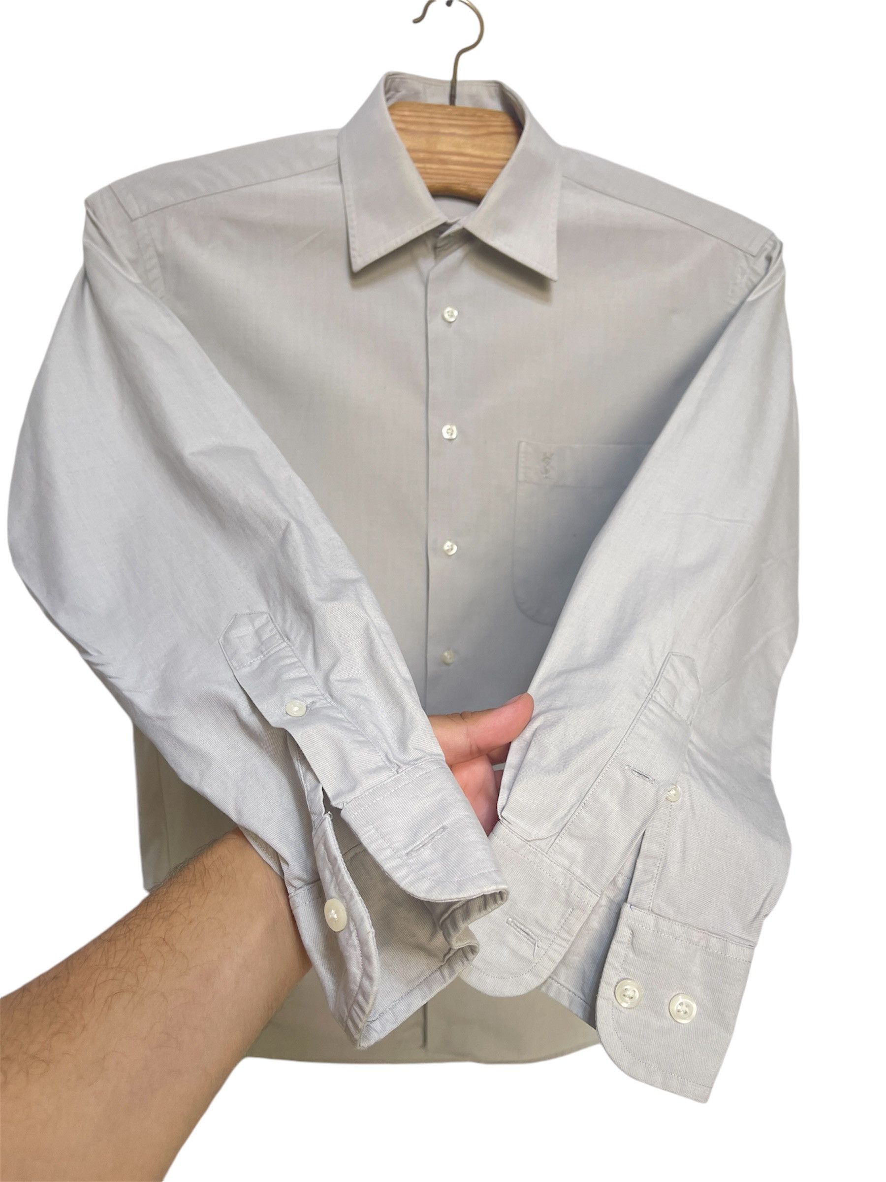 Yves Saint Laurent 🔥 YSL Yves Saint Laurent shirt size M beige grey cotton Size US M / EU 48-50 / 2 - 2 Thumbnail