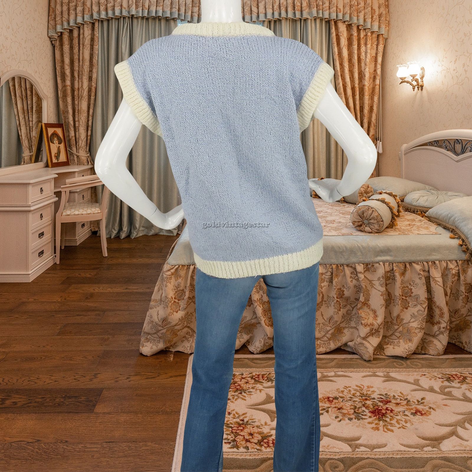Other Vintage 3D Airborne Pastel Blue Fairy Kei Knit Sweater Vest Size M / US 6-8 / IT 42-44 - 4 Thumbnail