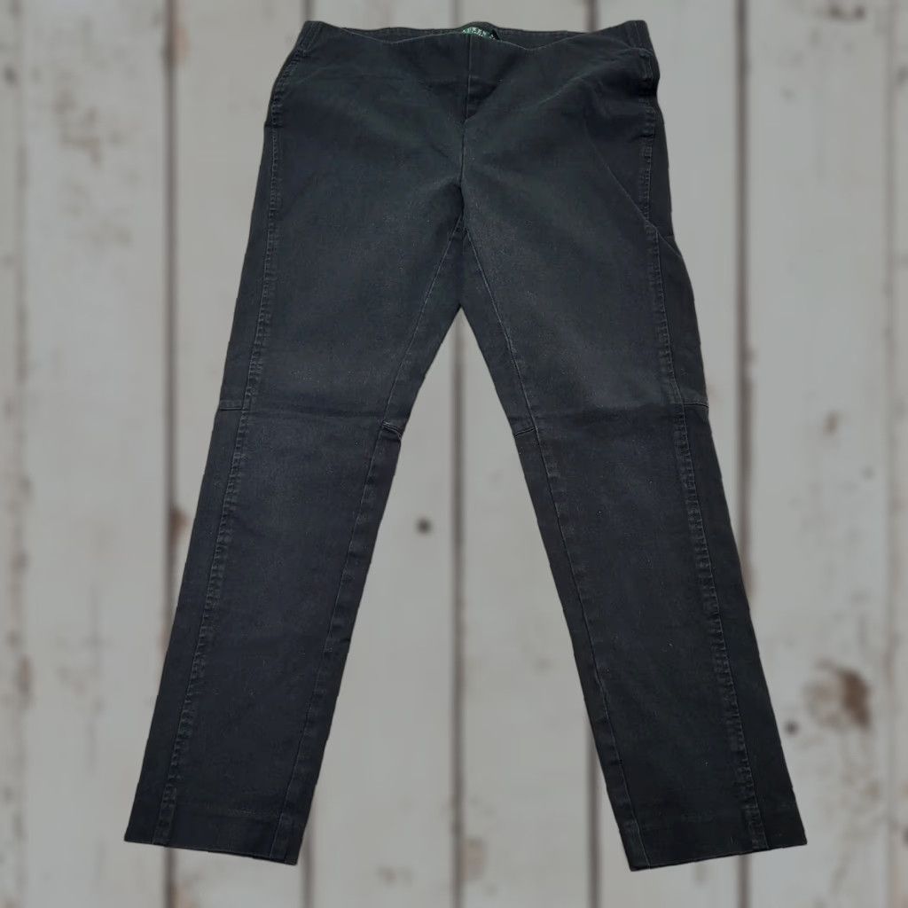 Ralph Lauren RALPH LAUREN LRL Pants Women's Size 8 Black Straight Jeans Stretch 30x26 Denim Slim Fit Size 30" / US 8 / IT 44 - 1 Thumbnail