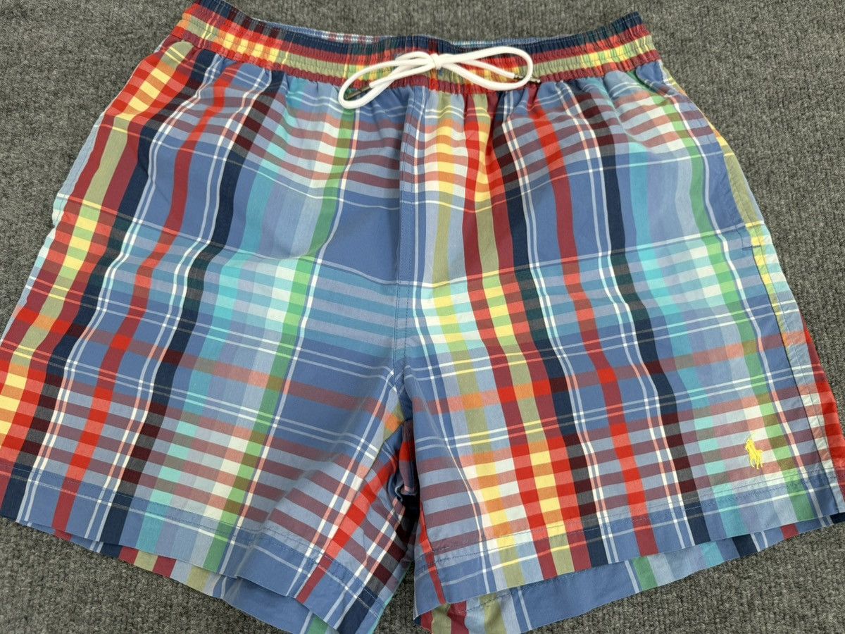 Polo Ralph Lauren Vintage Polo Ralph Lauren Plaid Swim Trunks Blue M Size US 33 - 2 Thumbnail