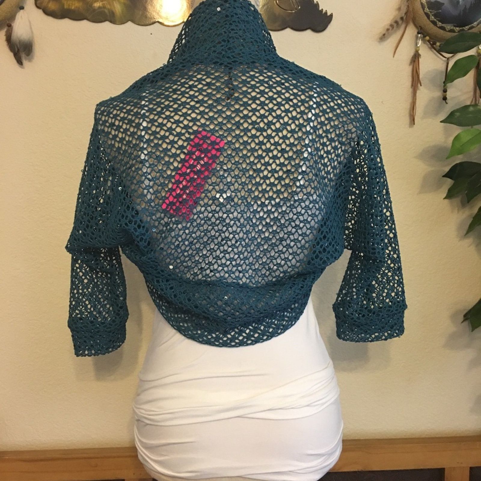 Other Cefian Bolero Shrug Lightweight Knit Sequin NWT Size S / US 4 / IT 40 - 4 Thumbnail