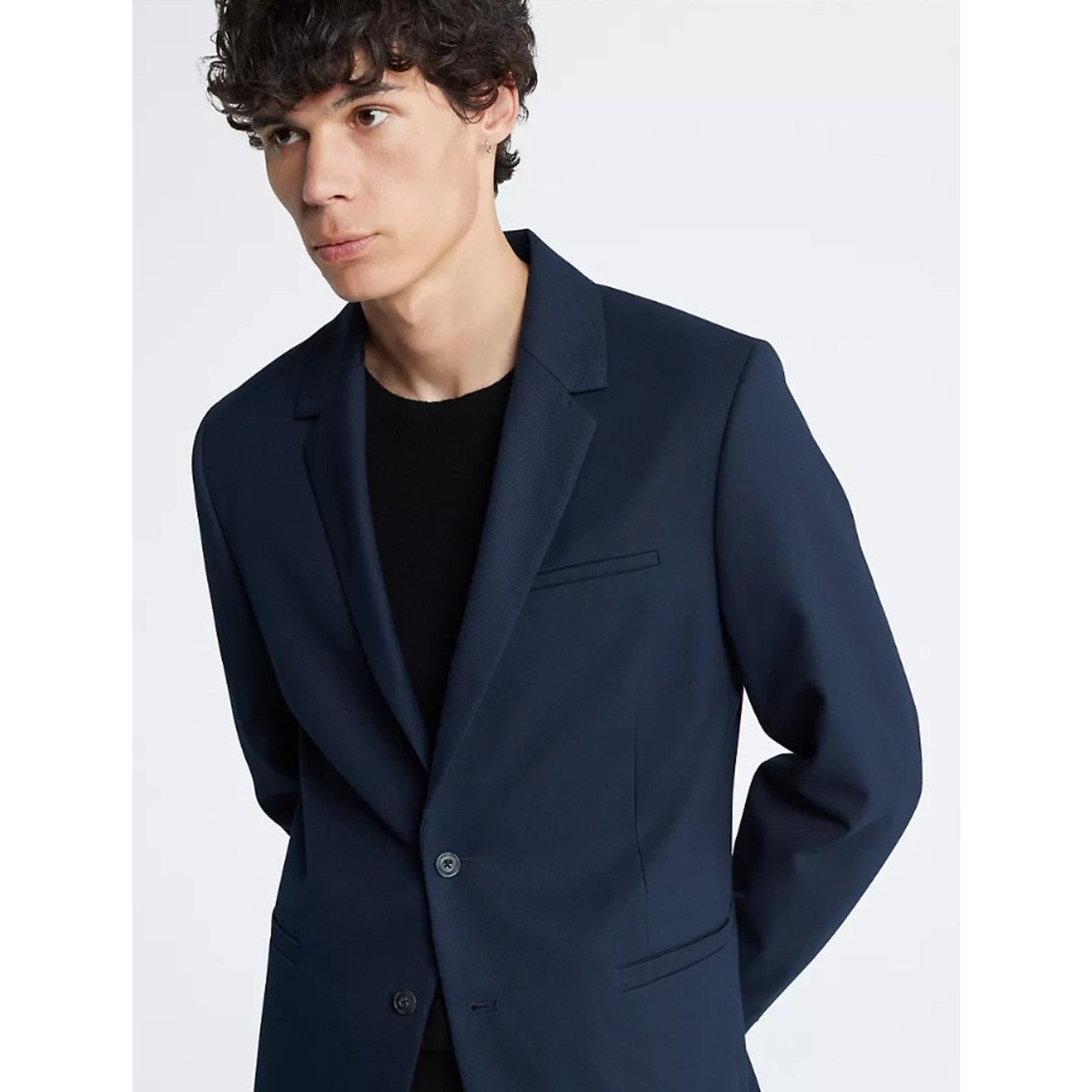Calvin Klein Calvin Klein Men's Navy Slim-Fit Refined Twill Blazer XL Size 46R - 2 Thumbnail