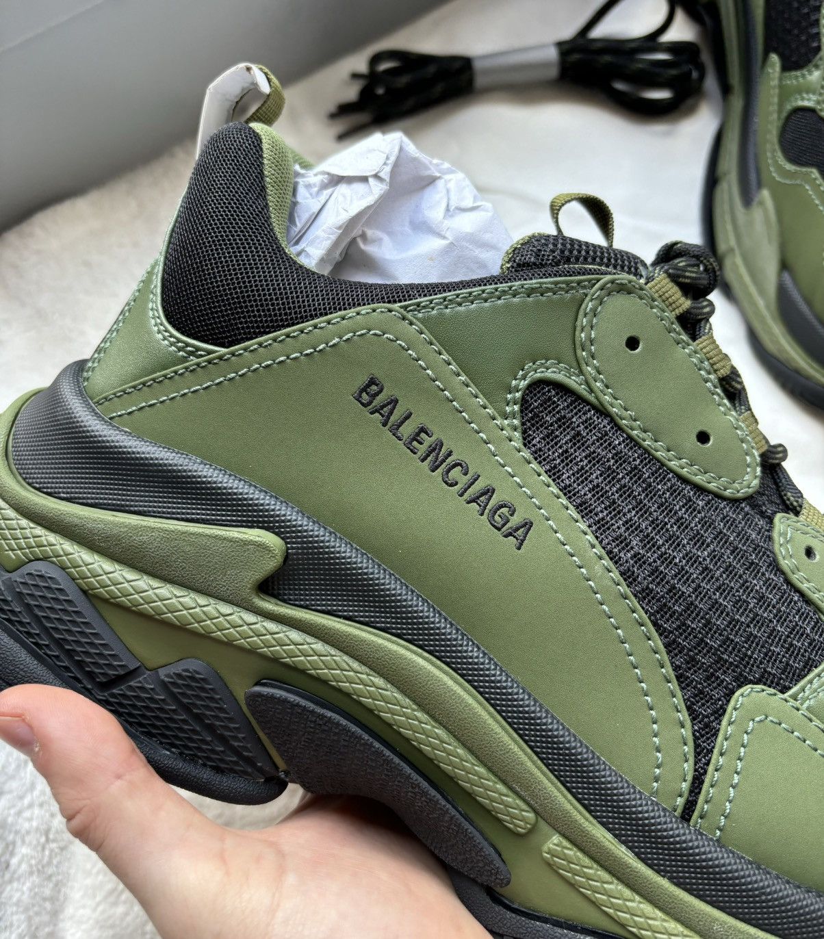 Balenciaga Balenciaga Olive/Black Triple S Sneakers Size US 14 / EU 47 - 2 Thumbnail