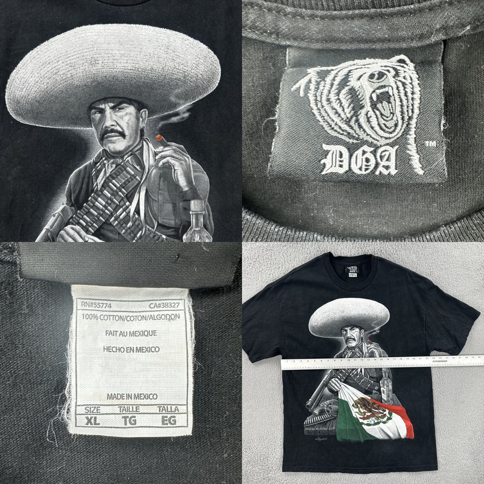 Vintage VINTAGE DGA T-Shirt Mens Graphic Print Black XL Short Sleeve Crew Neck Vicente Fernandez Art Size US XL / EU 56 / 4 - 8 Thumbnail