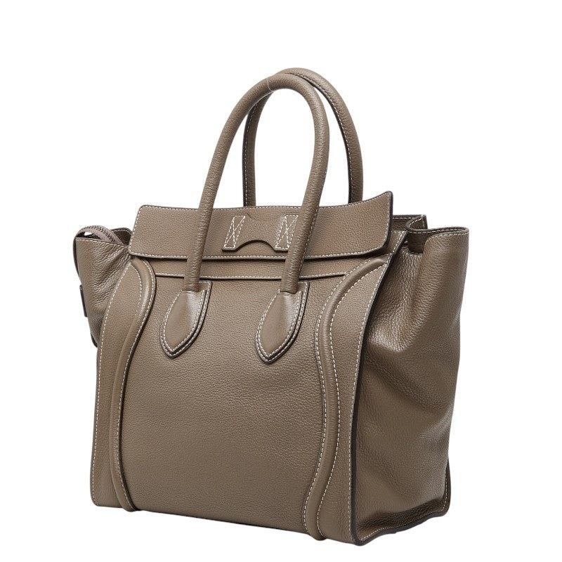 Celine Celine Leather Luggage Medium Handbag Gray Size ONE SIZE - 10 Thumbnail