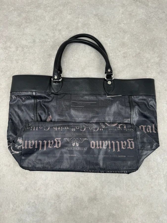 John Galliano John Galliano Black Hybrid Leather Magazine Newspapers Gazette Handle Bag Size ONE SIZE - 6 Thumbnail