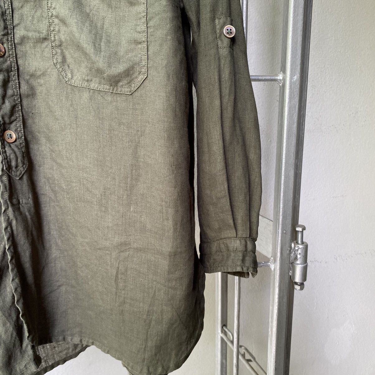 OMNIGOD OMNIGOD Dark Green Roll-Up Sleeve Blouse Size XS / US 0-2 / IT 36-38 - 4 Thumbnail